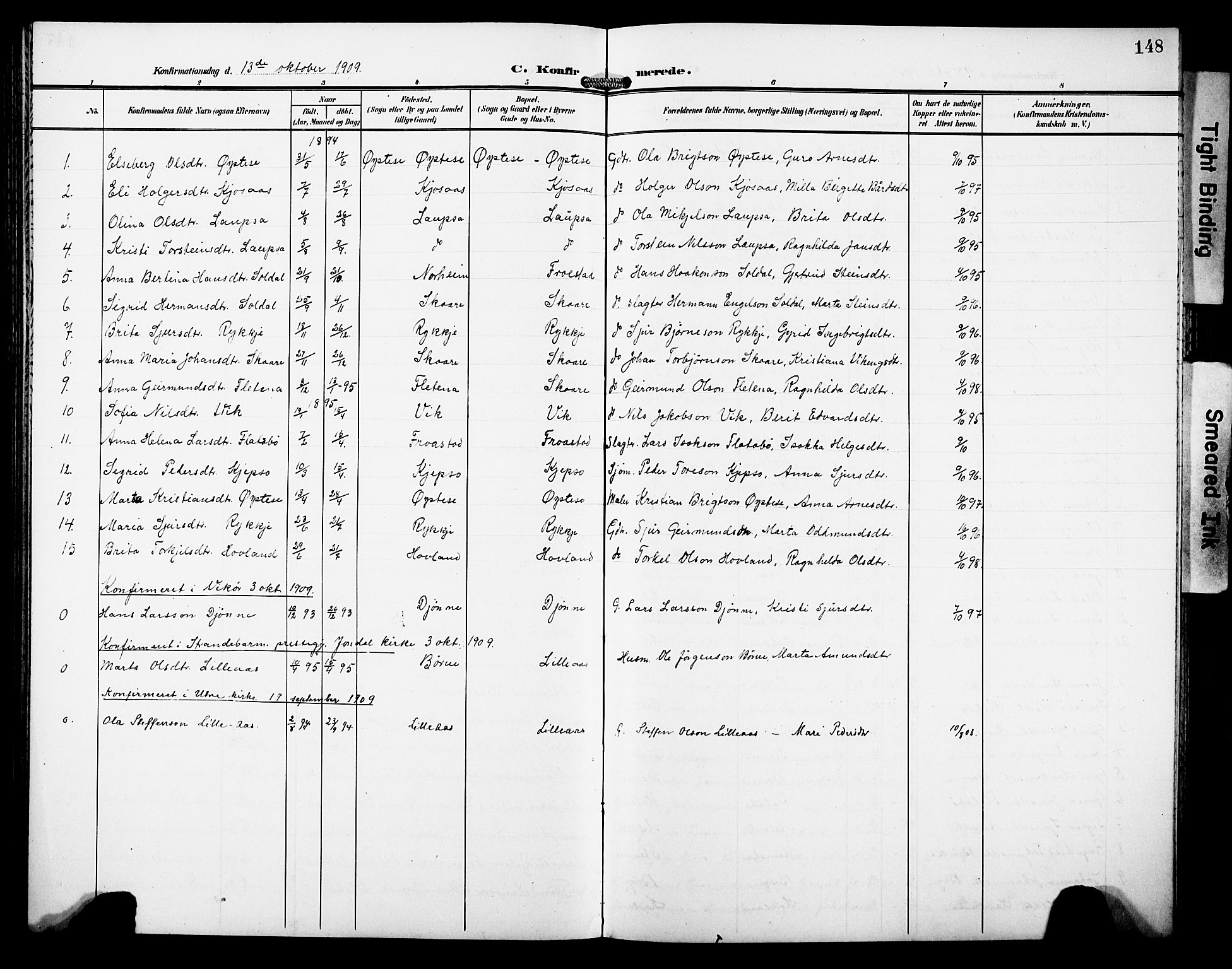 Kvam sokneprestembete, AV/SAB-A-76201/H/Hab: Klokkerbok nr. C 4, 1906-1931, s. 148