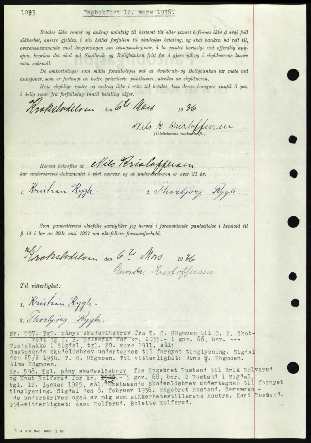 Eiker, Modum og Sigdal sorenskriveri, SAKO/A-123/G/Ga/Gab/L0031: Pantebok nr. A1, 1935-1936, Tingl.dato: 12.03.1936