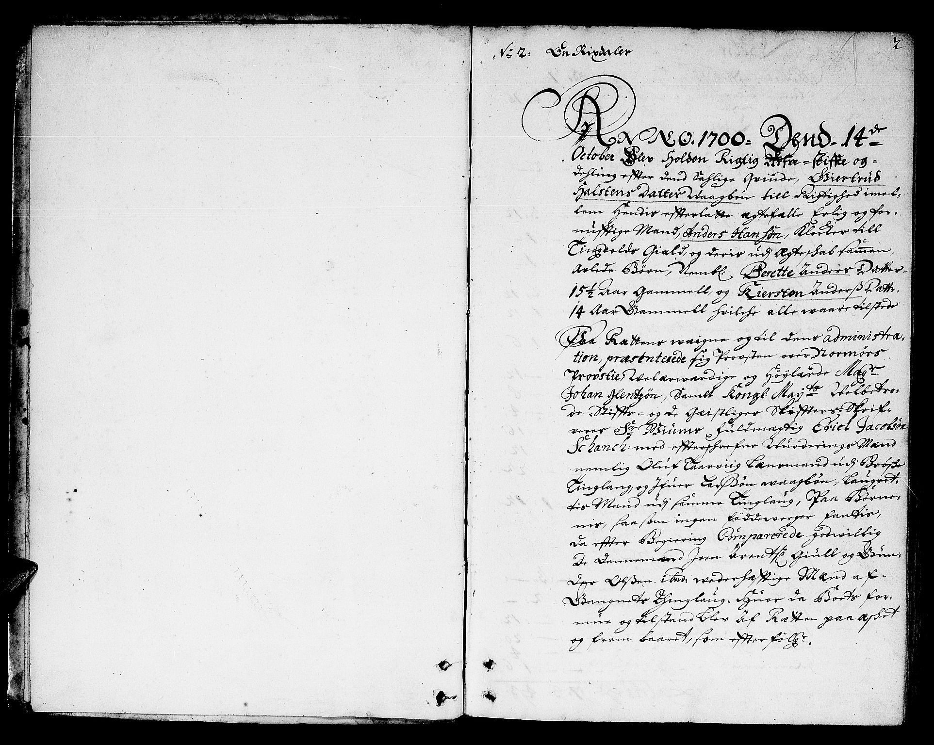 Romsdal prosti, AV/SAT-A-6505/I/I1/L0003: Skifteprotokoll for Romsdal og Nordmøre prosti, 1700-1707, s. 1b-2a