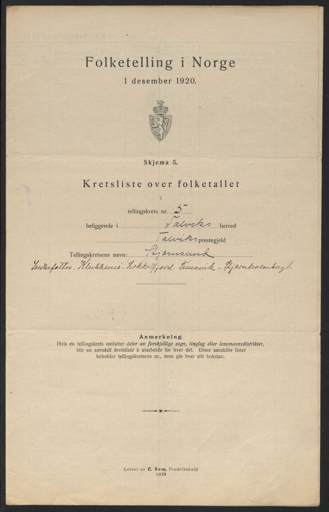 SATØ, Folketelling 1920 for 2013 Talvik herred, 1920, s. 18