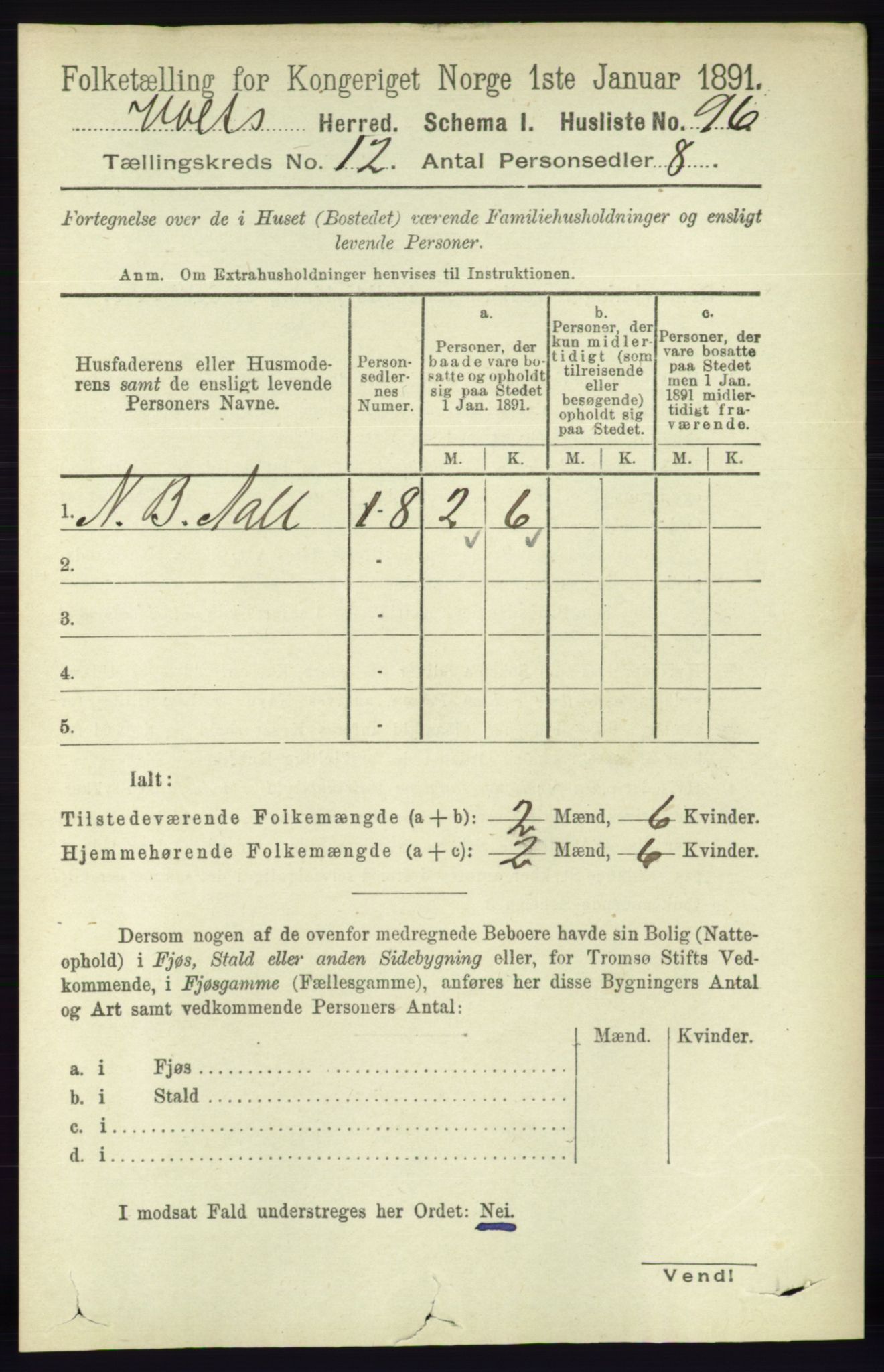 RA, Folketelling 1891 for 0914 Holt herred, 1891, s. 5056