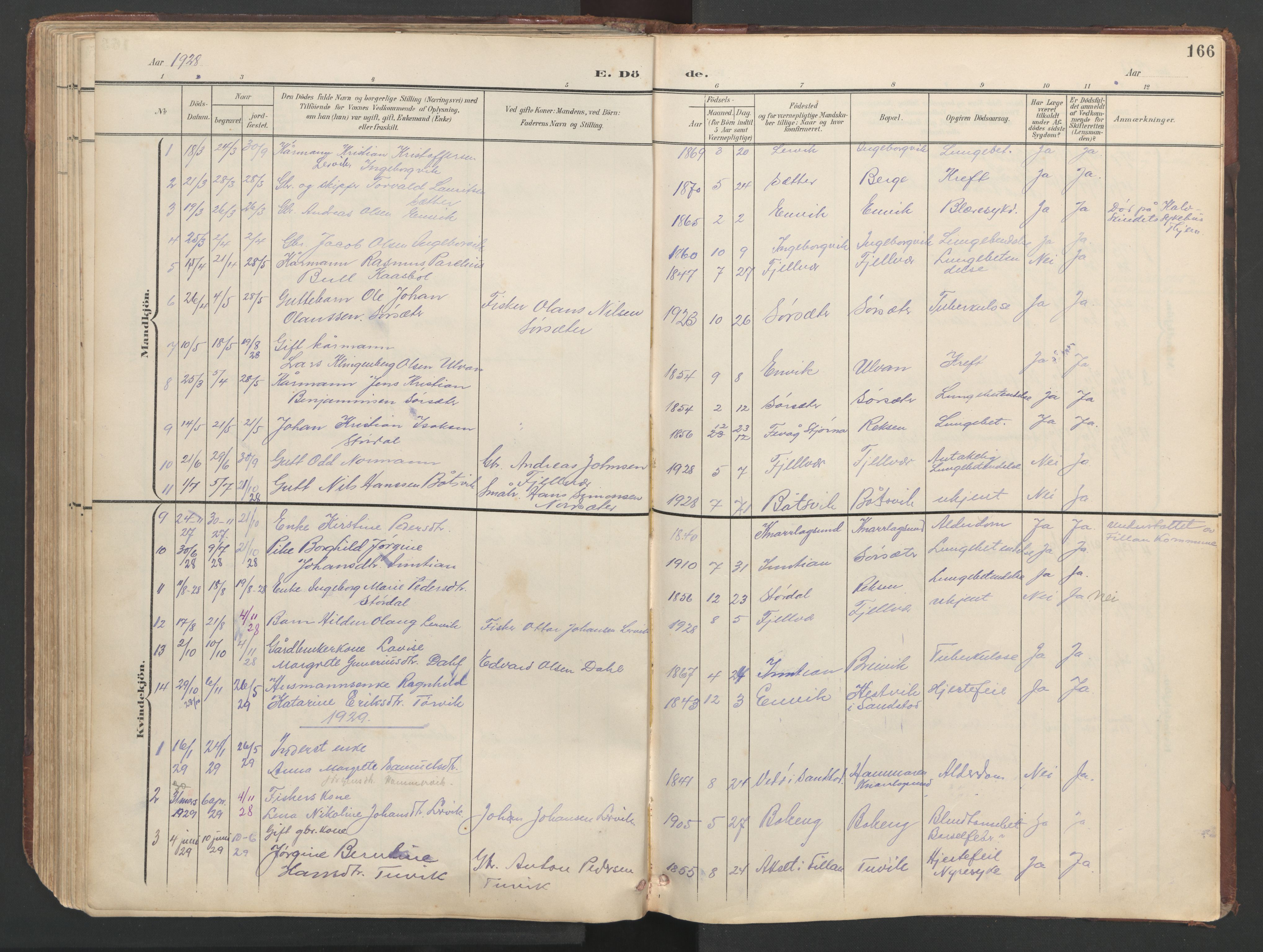 Ministerialprotokoller, klokkerbøker og fødselsregistre - Sør-Trøndelag, AV/SAT-A-1456/638/L0571: Klokkerbok nr. 638C03, 1901-1930, s. 166