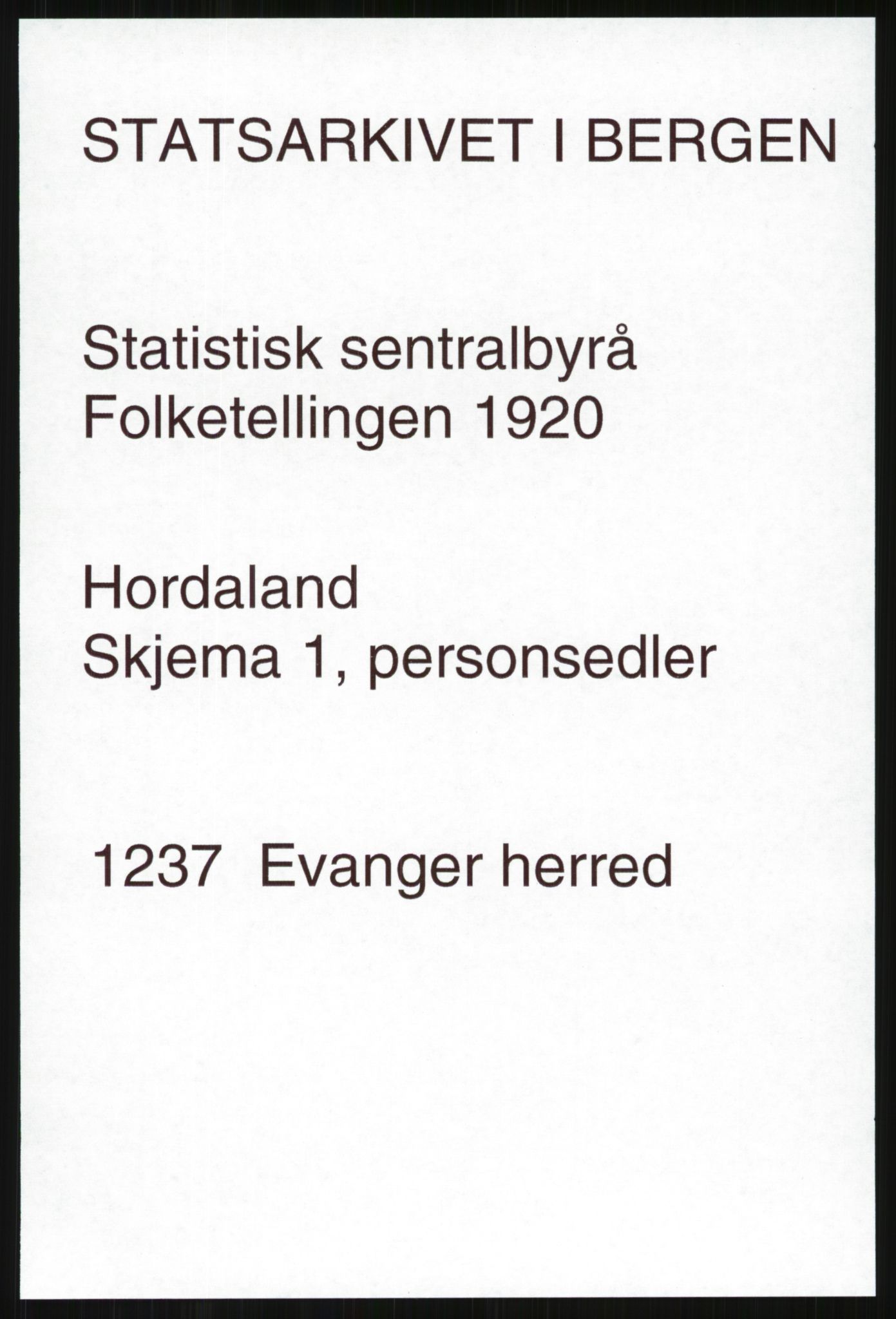 SAB, Folketelling 1920 for 1237 Evanger herred, 1920, s. 699