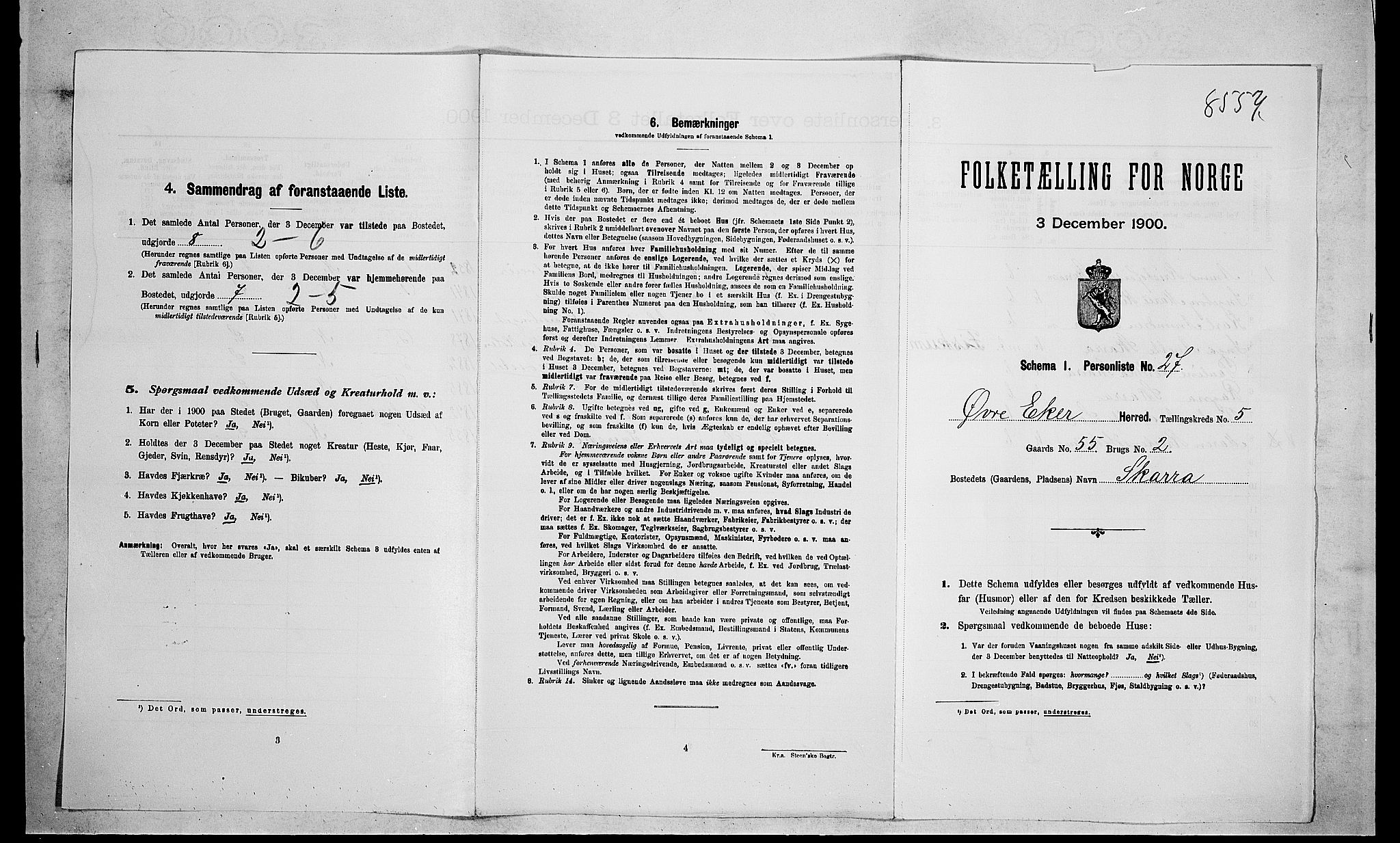 RA, Folketelling 1900 for 0624 Øvre Eiker herred, 1900, s. 851