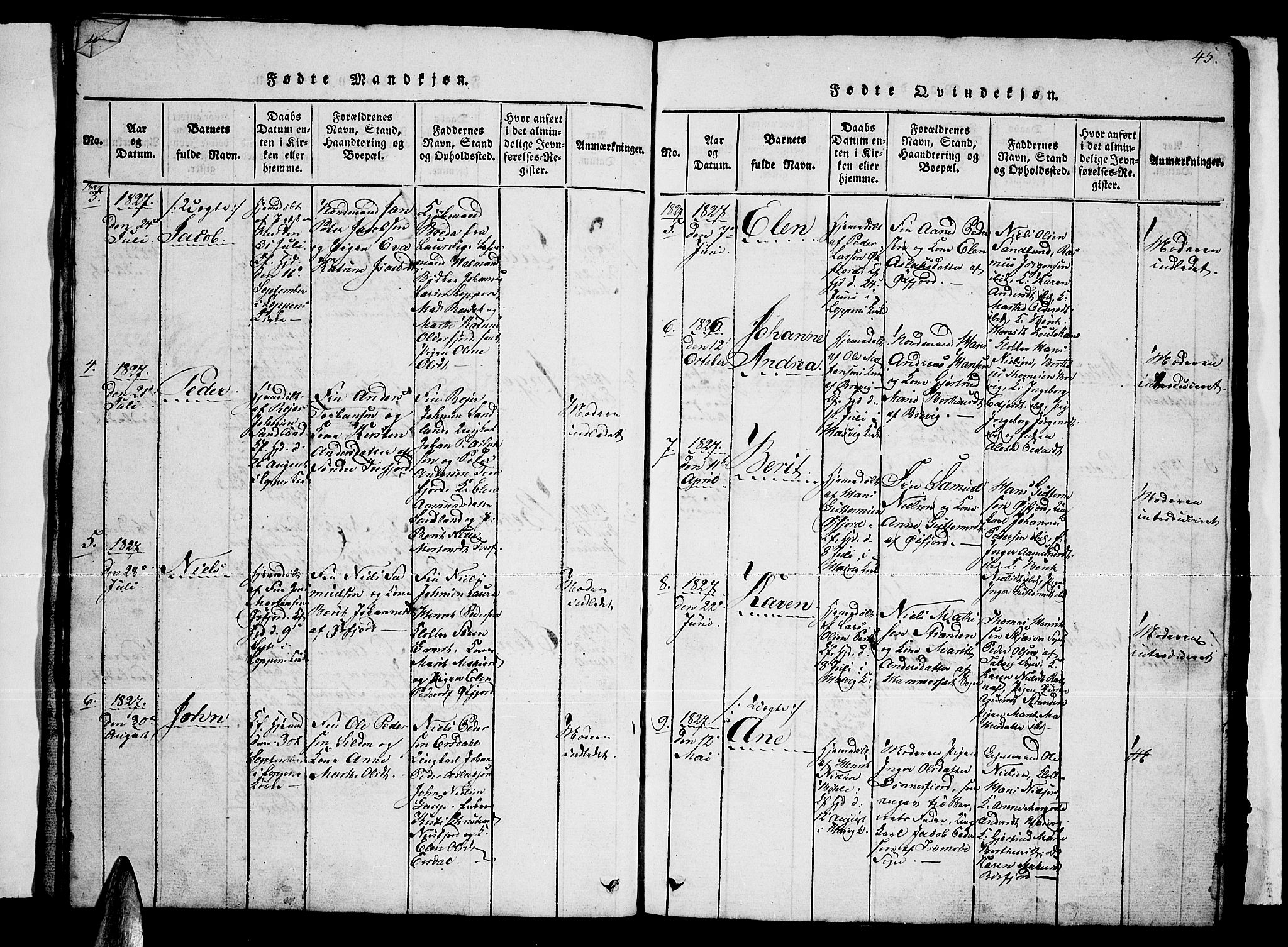 Loppa sokneprestkontor, AV/SATØ-S-1339/H/Hb/L0001klokker: Klokkerbok nr. 1, 1820-1849, s. 44-45