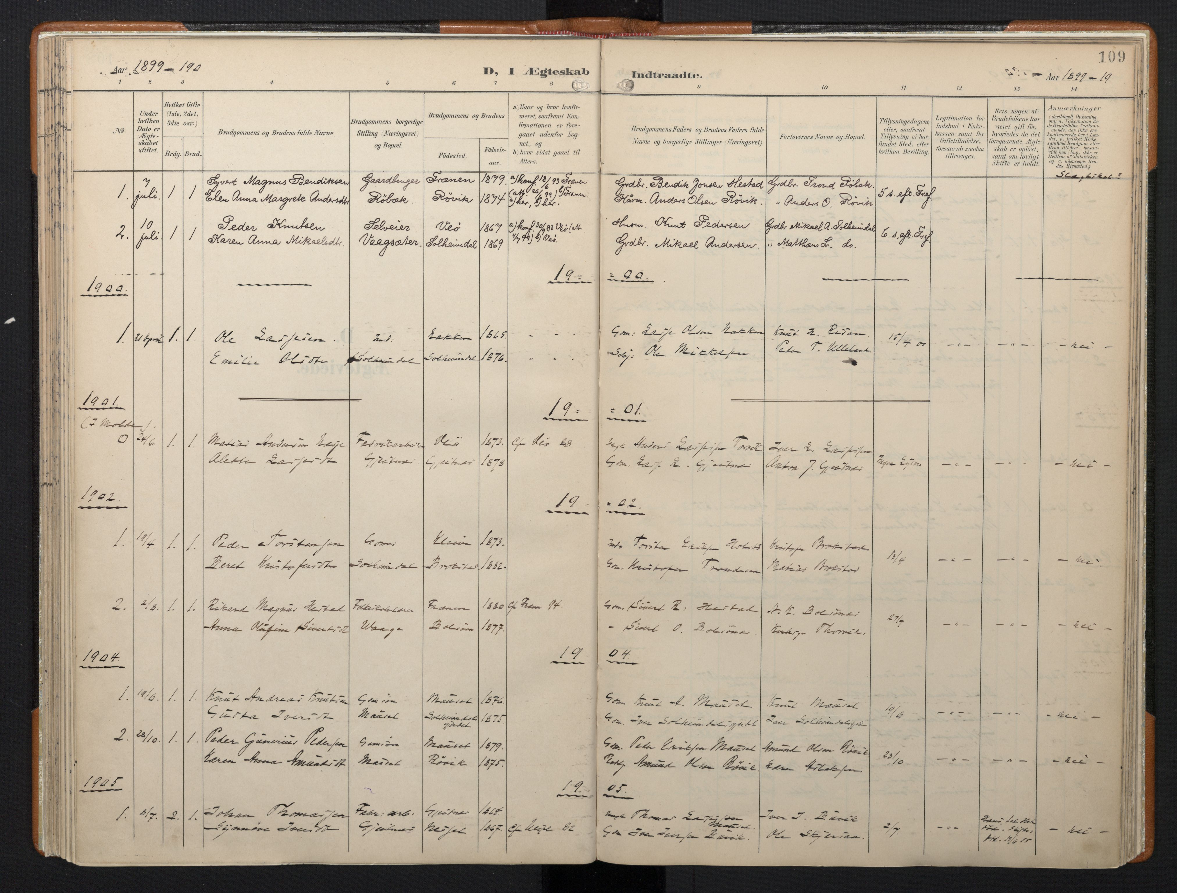 Ministerialprotokoller, klokkerbøker og fødselsregistre - Møre og Romsdal, AV/SAT-A-1454/556/L0676: Ministerialbok nr. 556A01, 1899-1966, s. 109