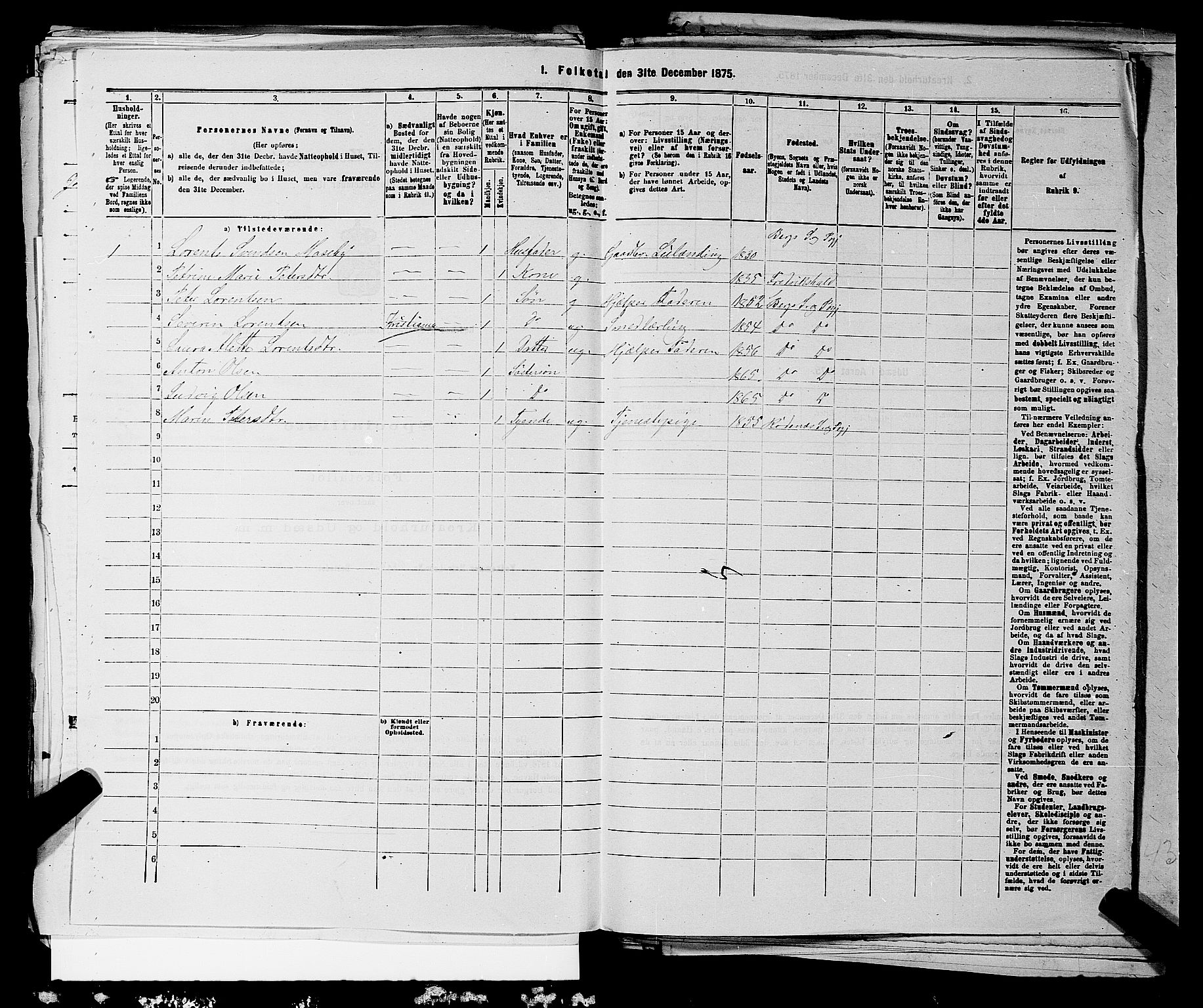 RA, Folketelling 1875 for 0120P Rødenes prestegjeld, 1875, s. 341