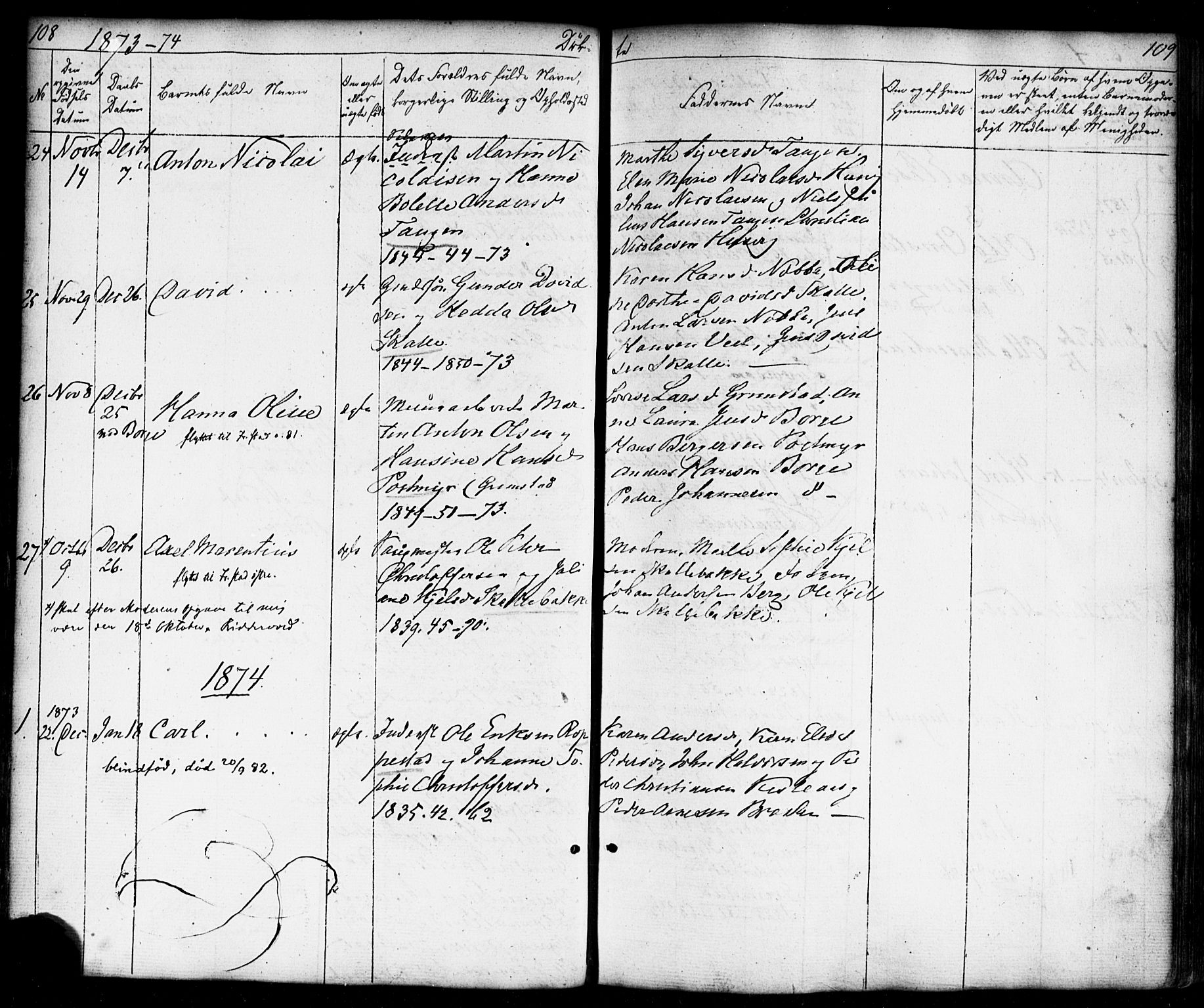 Borge prestekontor Kirkebøker, SAO/A-10903/F/Fb/L0002: Ministerialbok nr. II 2, 1853-1877, s. 108-109