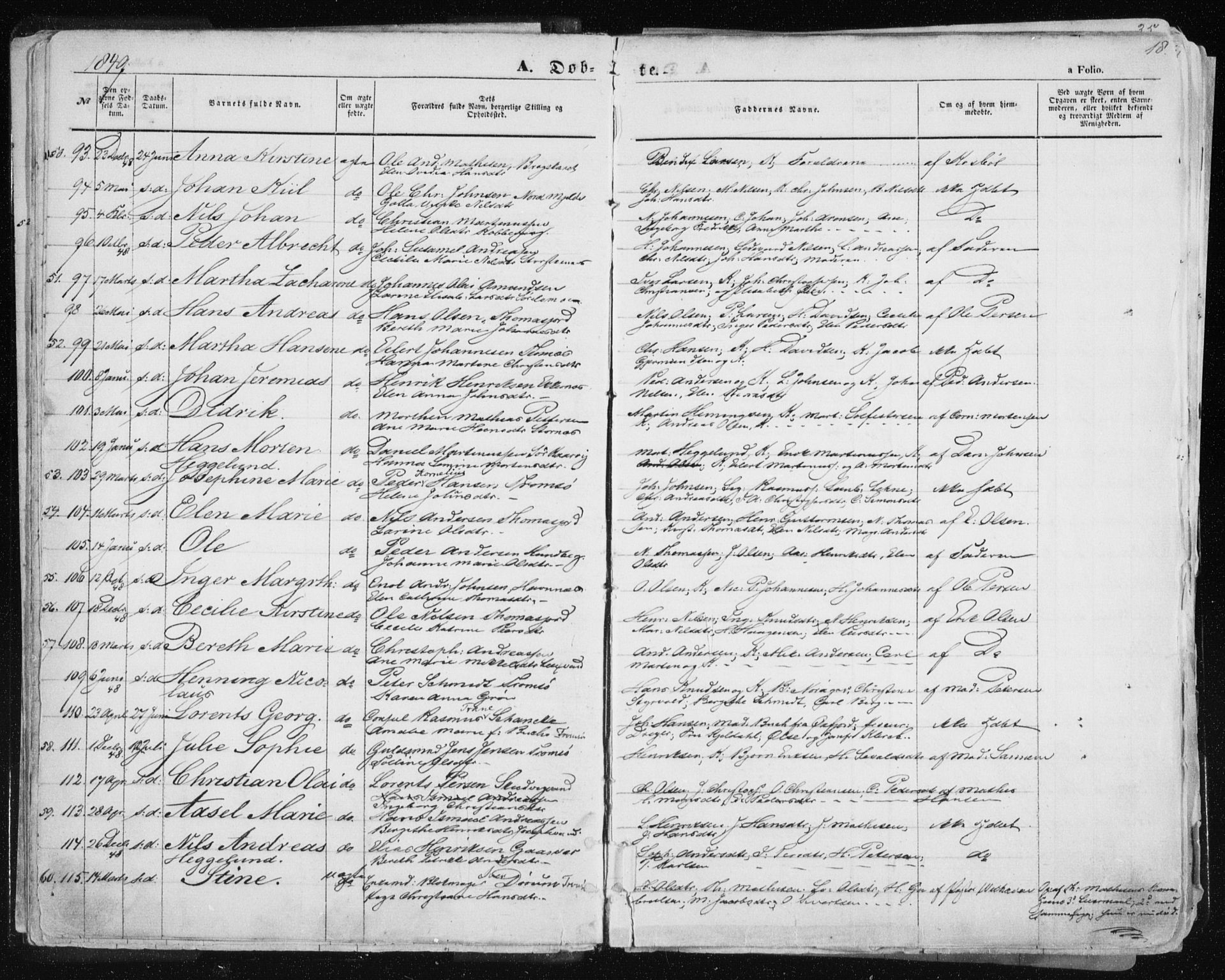 Tromsø sokneprestkontor/stiftsprosti/domprosti, AV/SATØ-S-1343/G/Ga/L0010kirke: Ministerialbok nr. 10, 1848-1855, s. 18