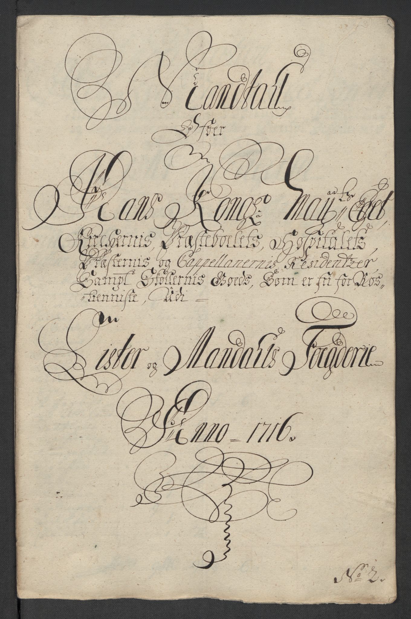 Rentekammeret inntil 1814, Reviderte regnskaper, Fogderegnskap, AV/RA-EA-4092/R43/L2560: Fogderegnskap Lista og Mandal, 1716, s. 23