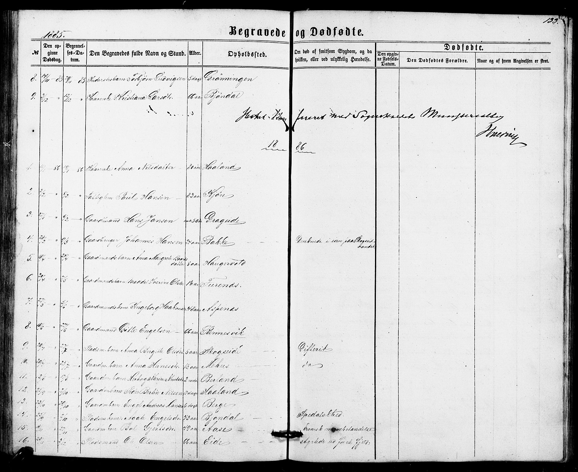 Fusa sokneprestembete, AV/SAB-A-75401/H/Hab: Klokkerbok nr. B 1, 1861-1896, s. 133