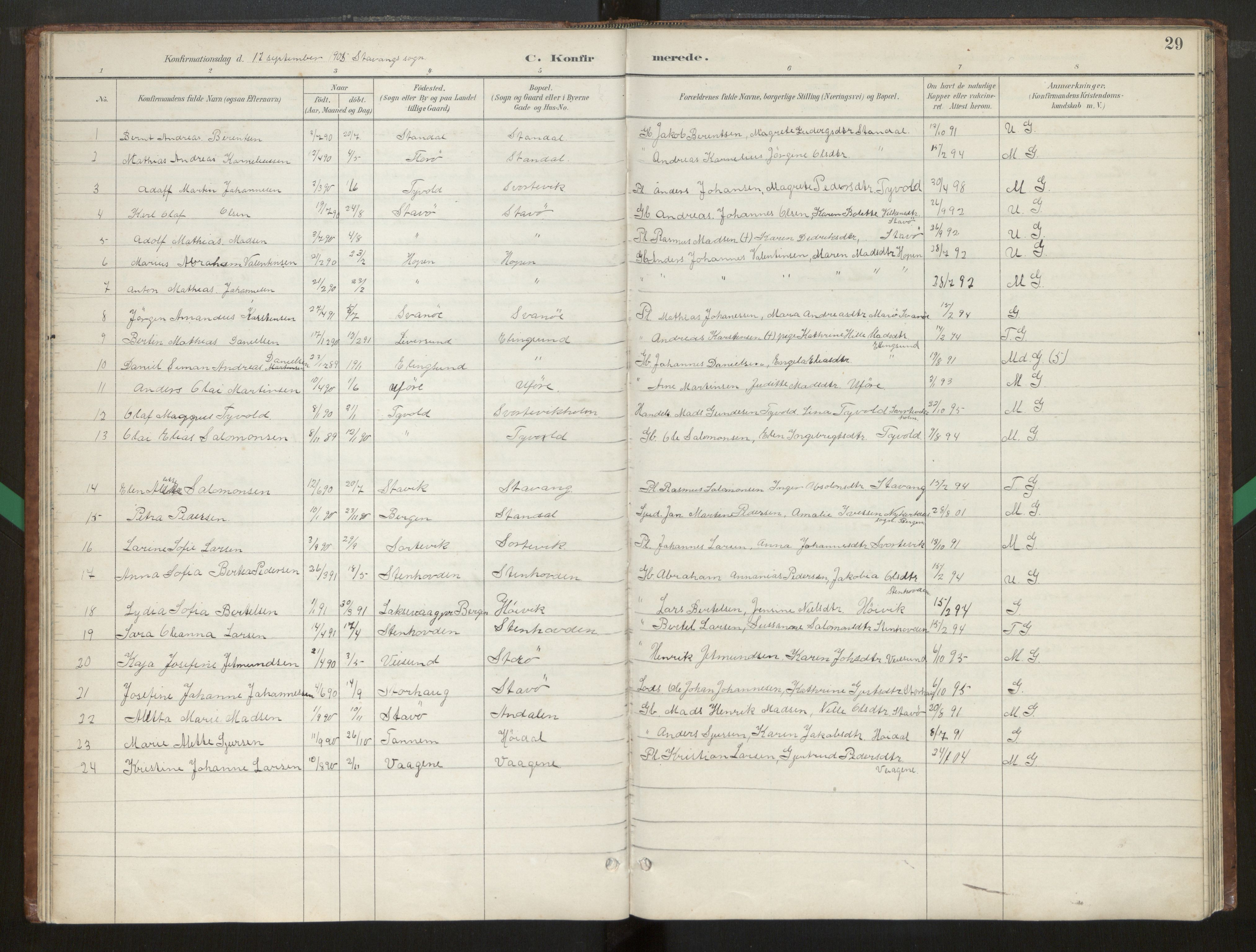 Kinn sokneprestembete, AV/SAB-A-80801/H/Hab/Habc/L0003: Klokkerbok nr. C 3, 1890-1960, s. 29