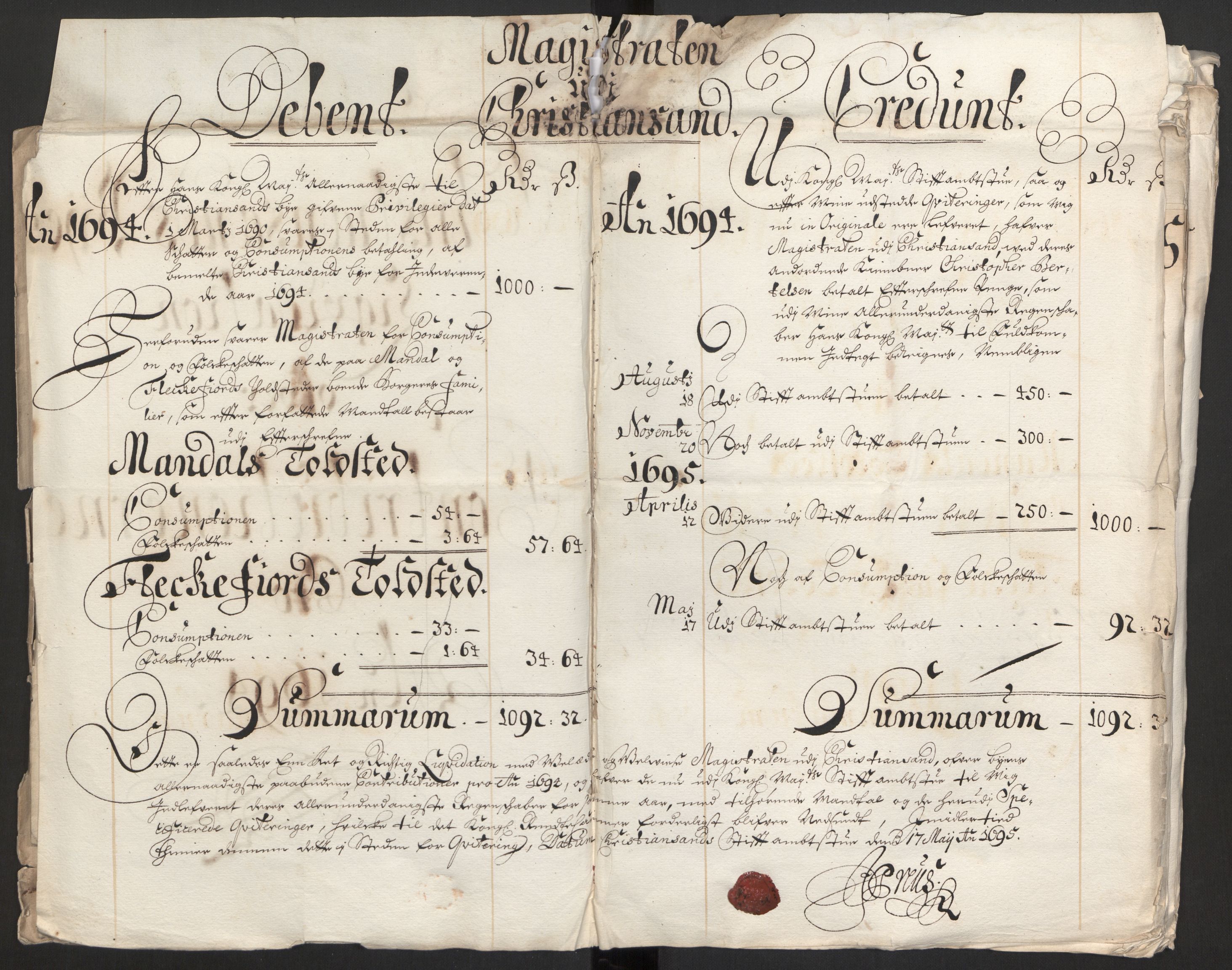 Rentekammeret inntil 1814, Reviderte regnskaper, Byregnskaper, AV/RA-EA-4066/R/Rm/L0258: [M1] Kontribusjonsregnskap, 1664-1700, s. 62