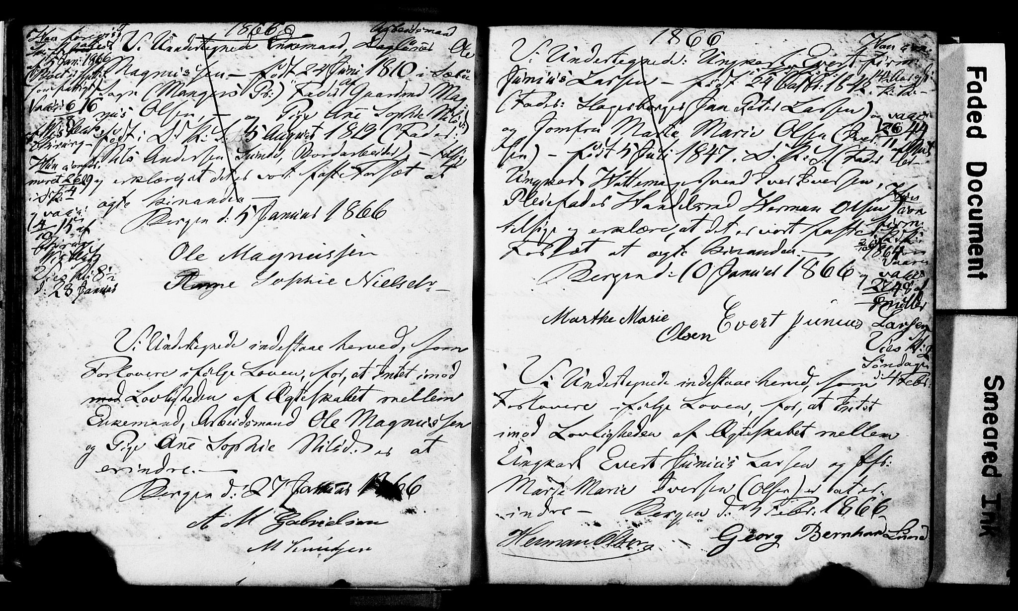 Korskirken sokneprestembete, SAB/A-76101: Forlovererklæringer nr. II.5.3, 1865-1871, s. 22