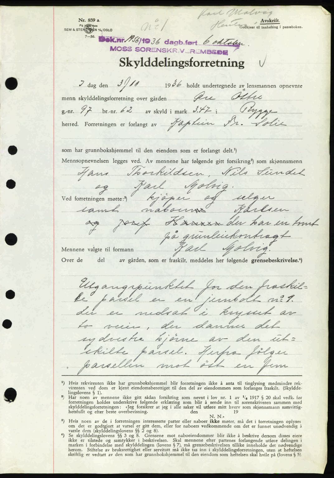 Moss sorenskriveri, SAO/A-10168: Pantebok nr. A2, 1936-1937, Dagboknr: 1956/1936