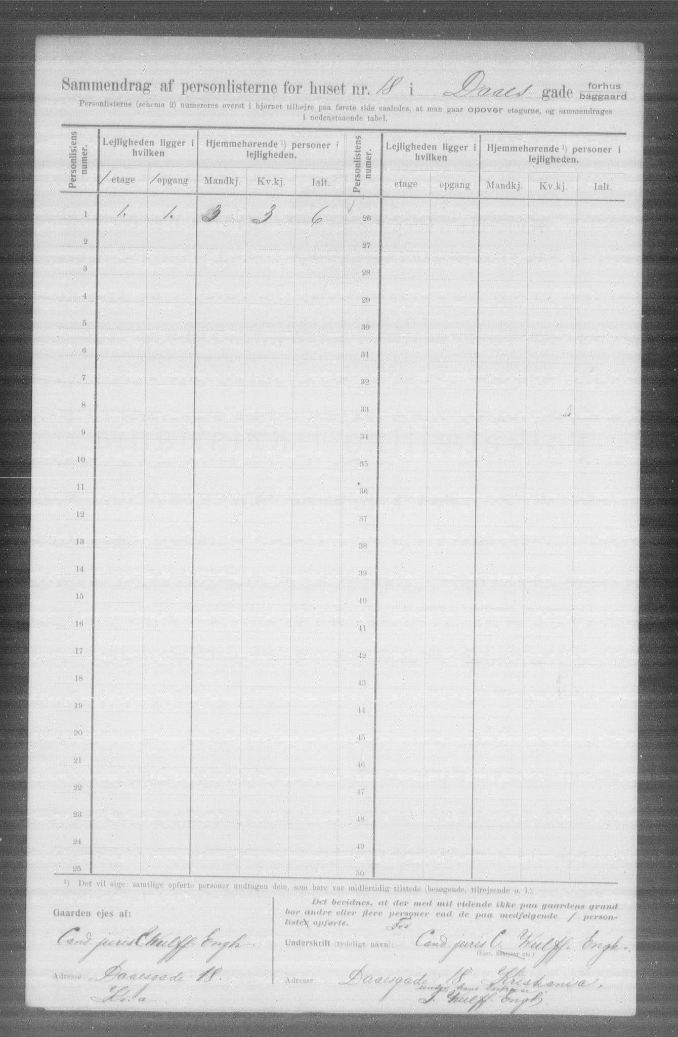 OBA, Kommunal folketelling 1.2.1907 for Kristiania kjøpstad, 1907, s. 9179