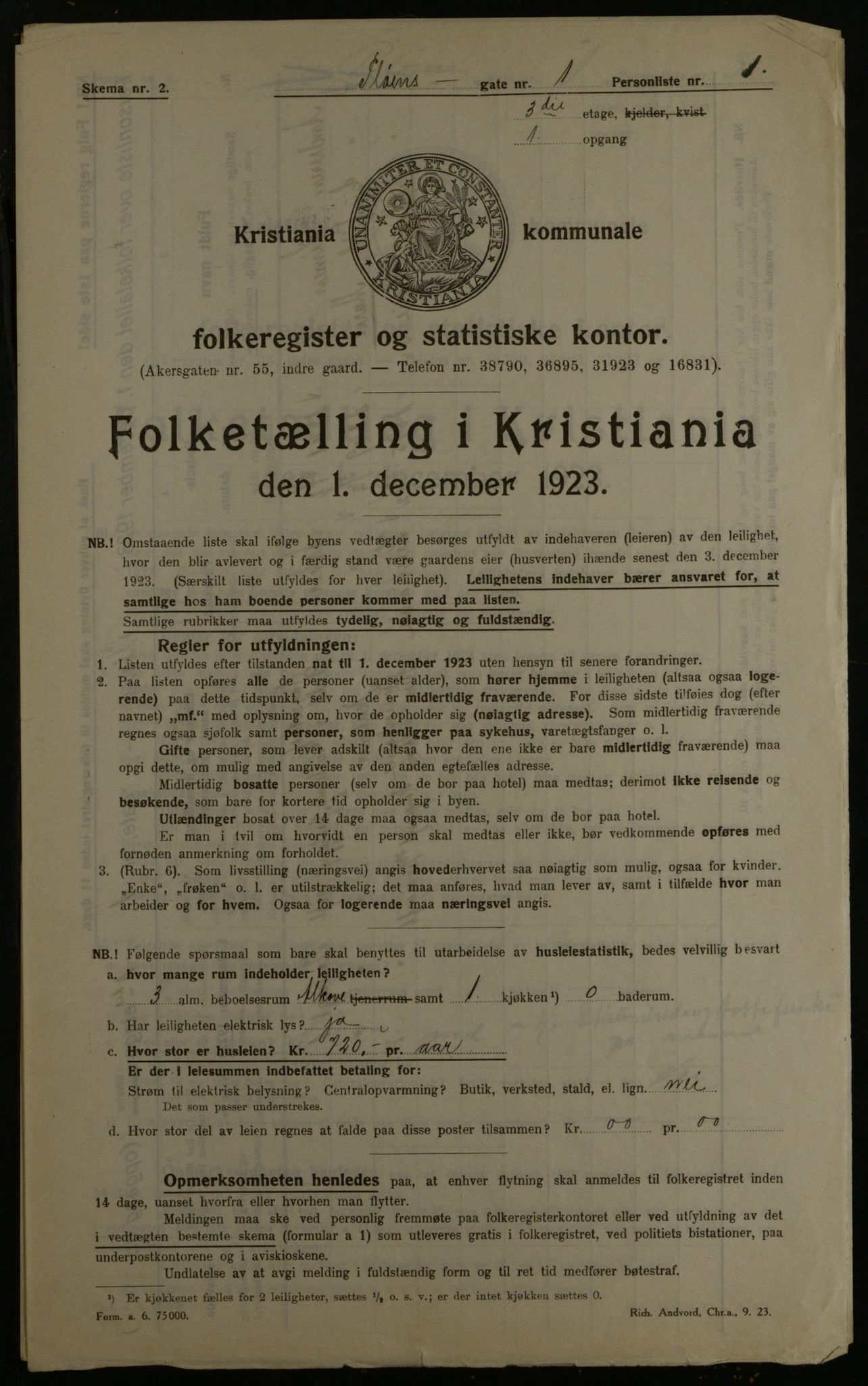 OBA, Kommunal folketelling 1.12.1923 for Kristiania, 1923, s. 89150