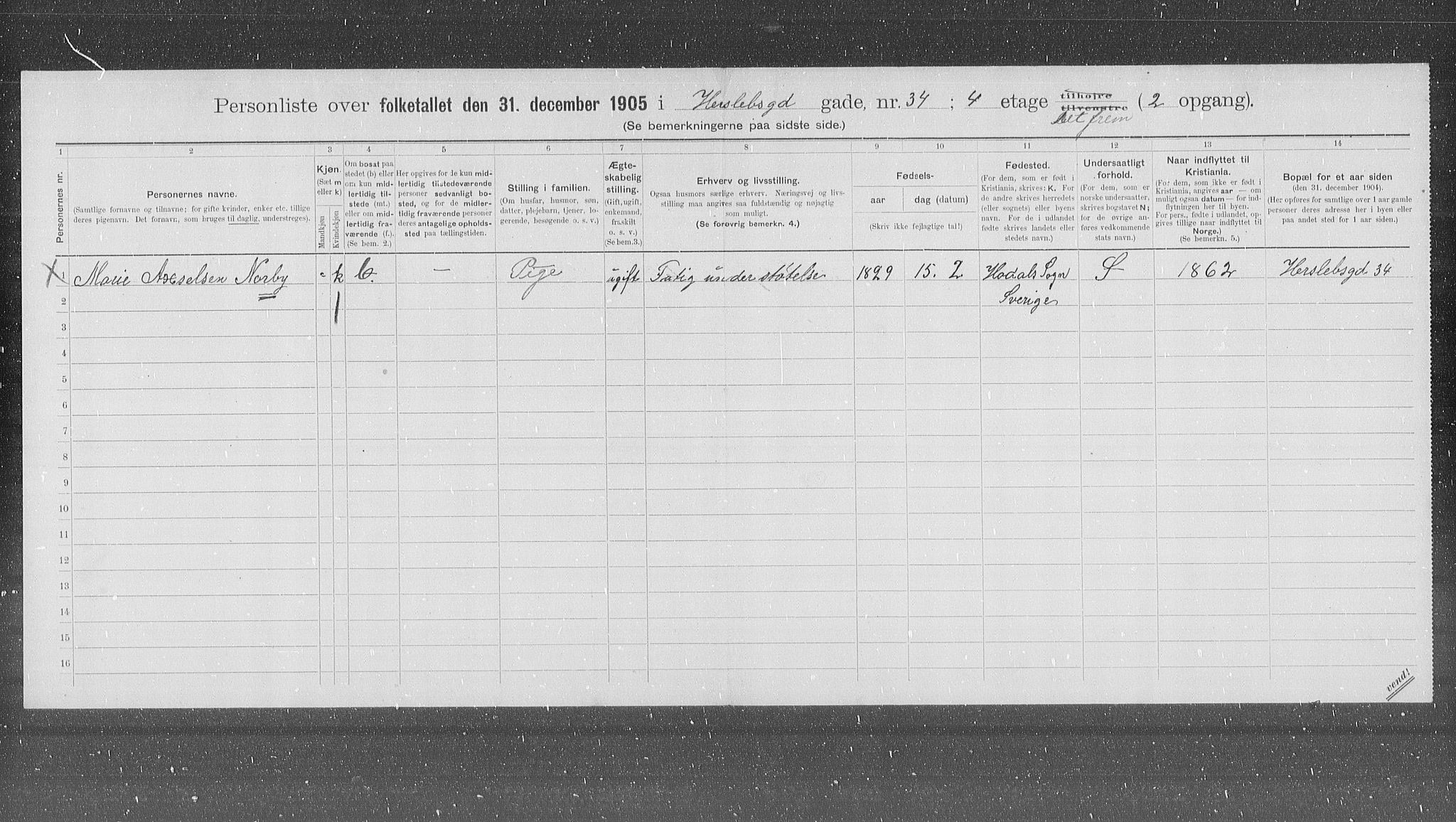 OBA, Kommunal folketelling 31.12.1905 for Kristiania kjøpstad, 1905, s. 20677