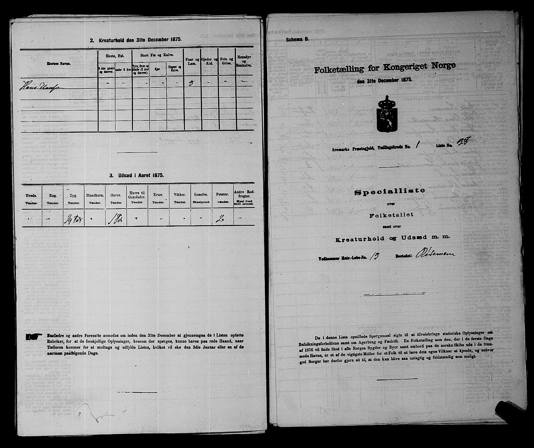 RA, Folketelling 1875 for 0118P Aremark prestegjeld, 1875, s. 165