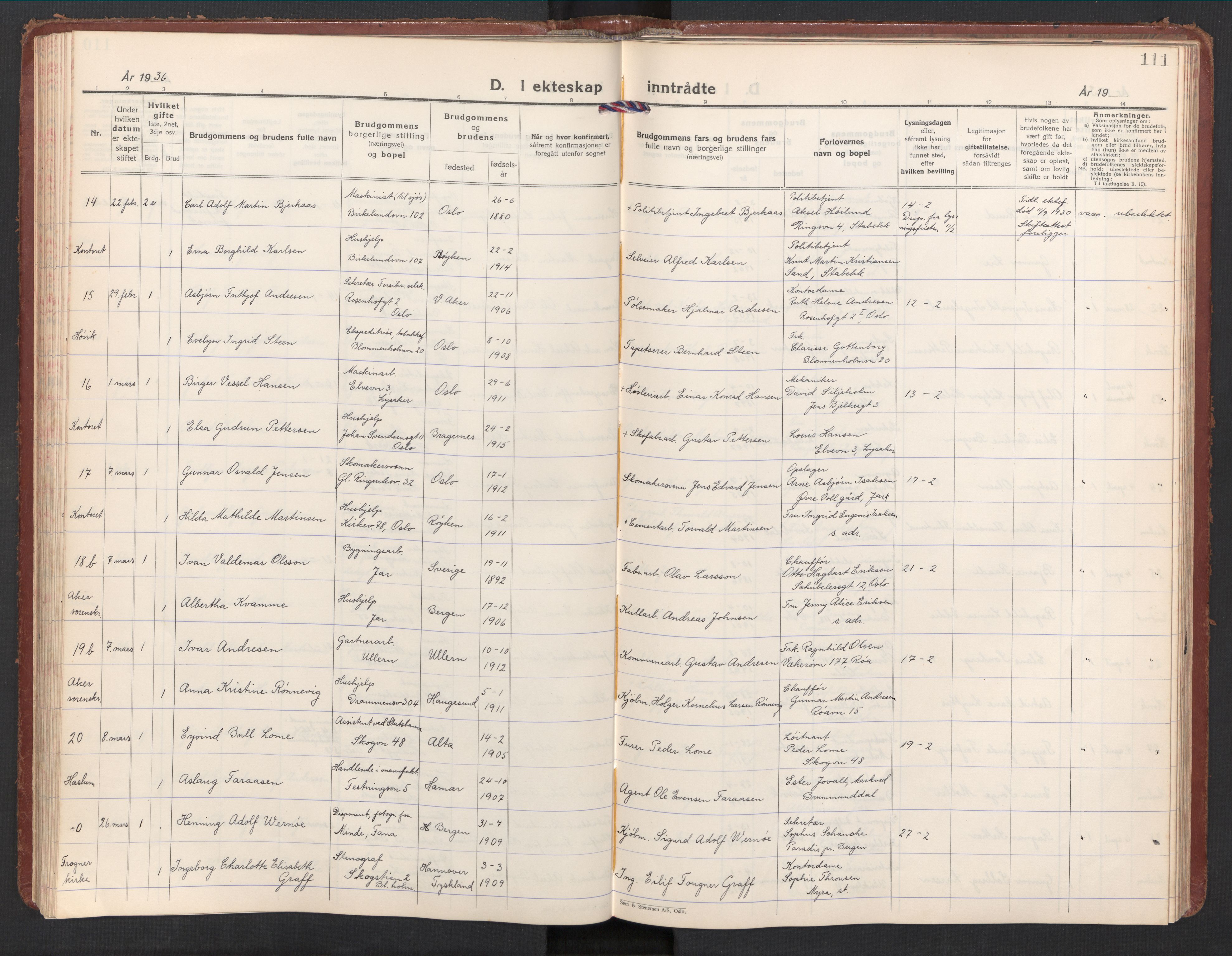 Østre Bærum prestekontor Kirkebøker, AV/SAO-A-10887/F/Fa/L0004: Ministerialbok nr. 4, 1929-1940, s. 111