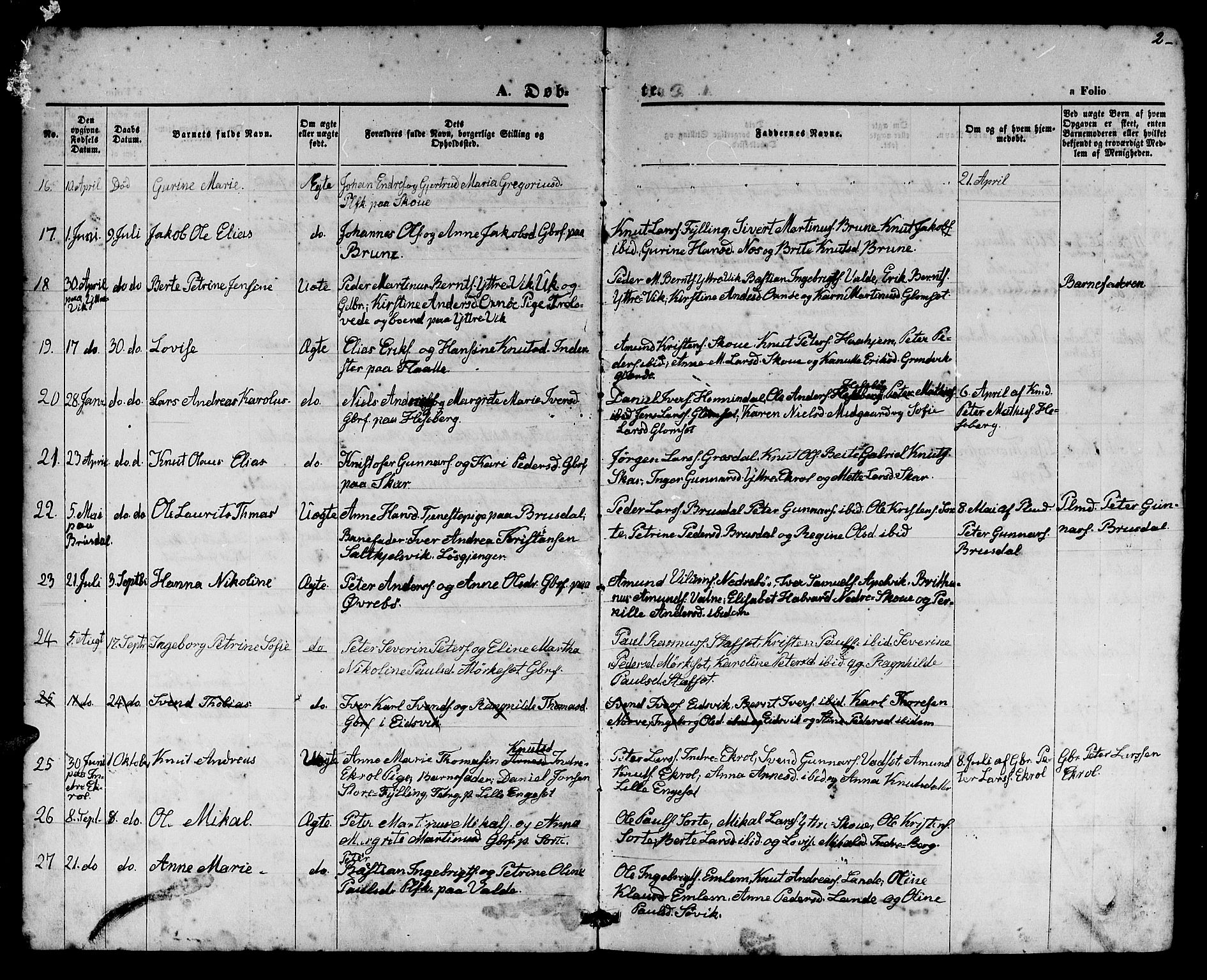 Ministerialprotokoller, klokkerbøker og fødselsregistre - Møre og Romsdal, AV/SAT-A-1454/524/L0364: Klokkerbok nr. 524C05, 1865-1879, s. 2