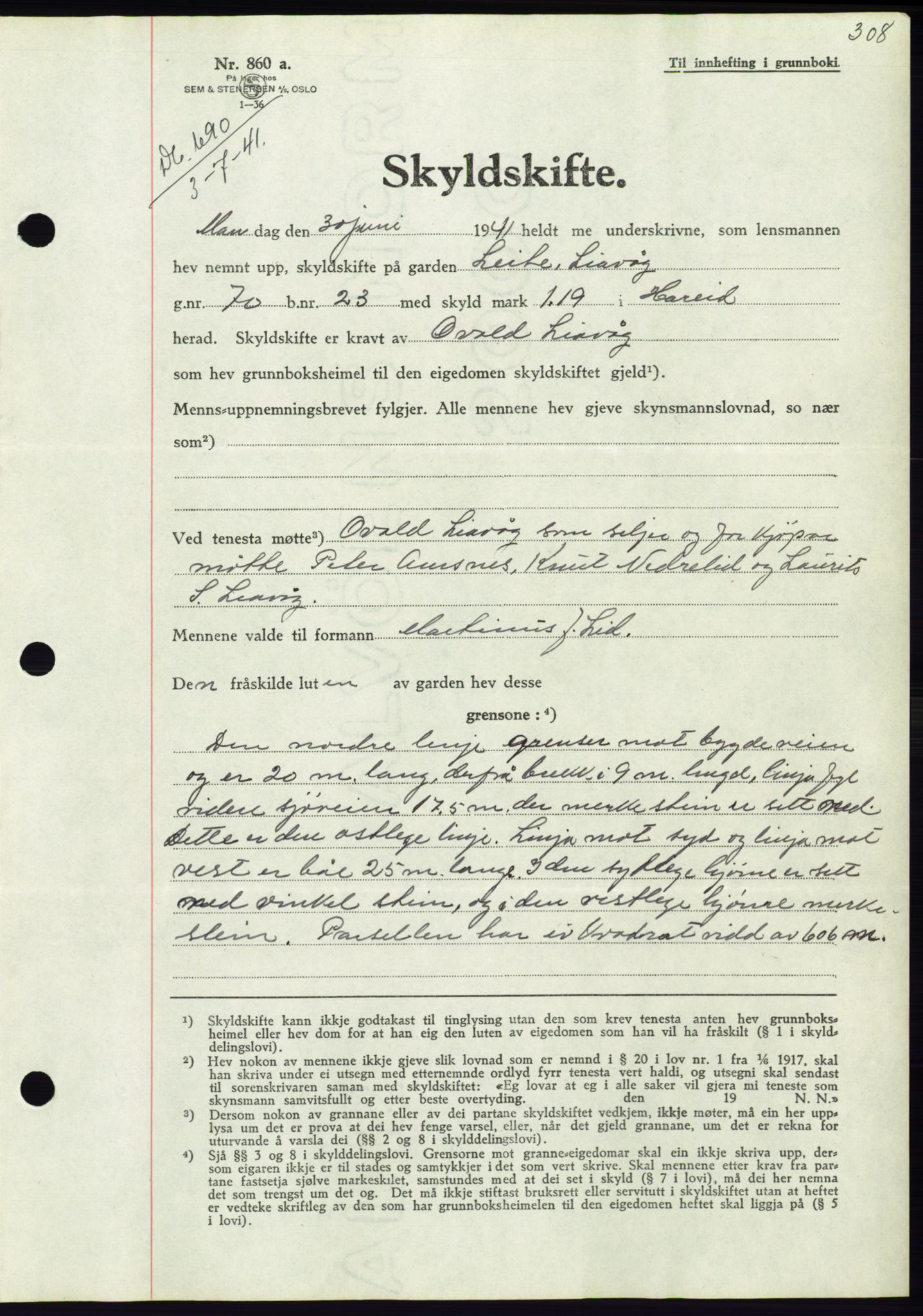 Søre Sunnmøre sorenskriveri, AV/SAT-A-4122/1/2/2C/L0071: Pantebok nr. 65, 1941-1941, Dagboknr: 690/1941