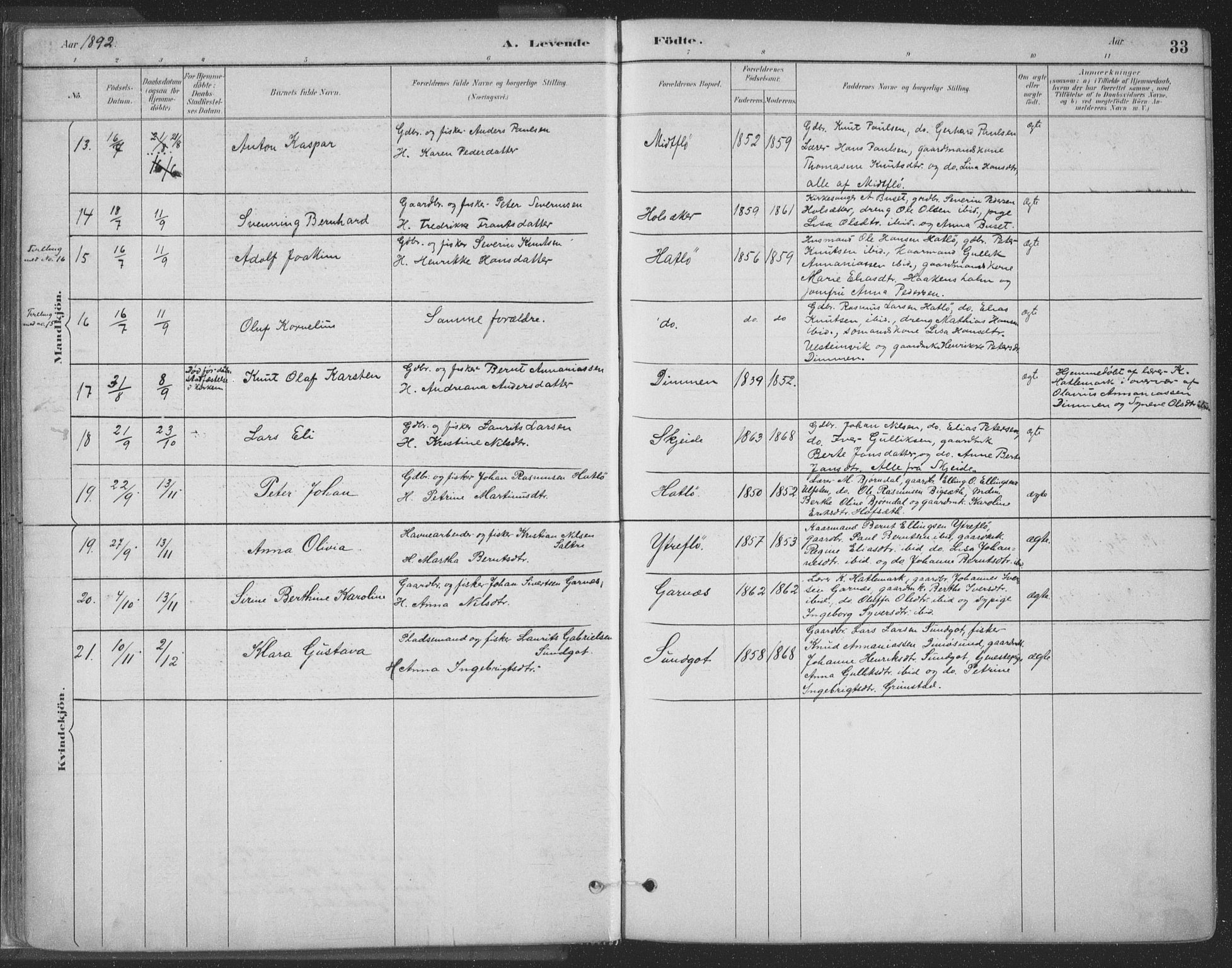 Ministerialprotokoller, klokkerbøker og fødselsregistre - Møre og Romsdal, SAT/A-1454/509/L0106: Ministerialbok nr. 509A04, 1883-1922, s. 33