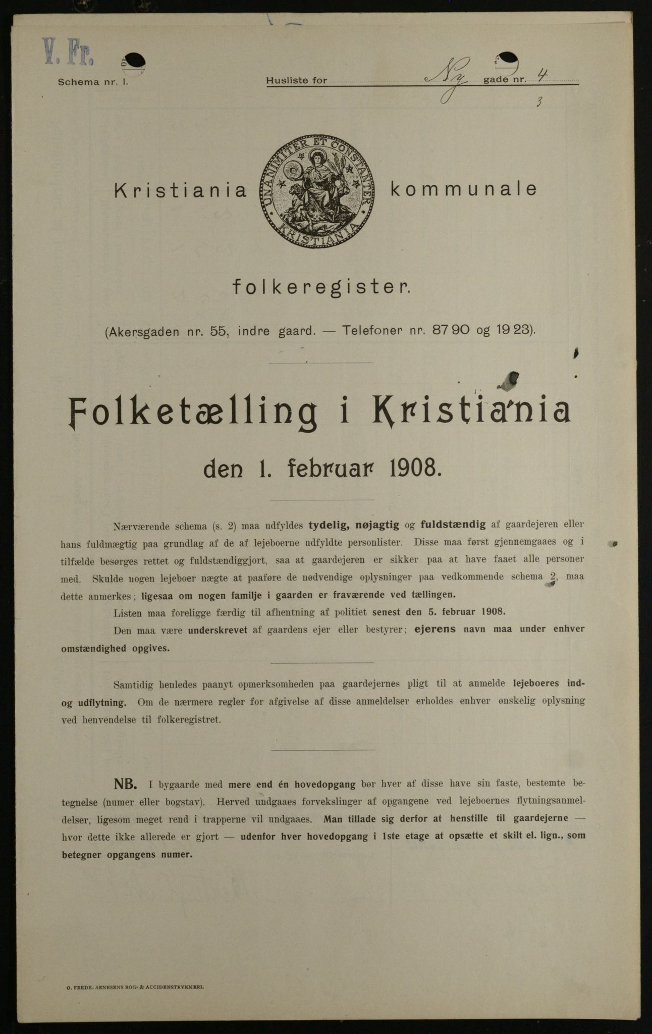 OBA, Kommunal folketelling 1.2.1908 for Kristiania kjøpstad, 1908, s. 66459