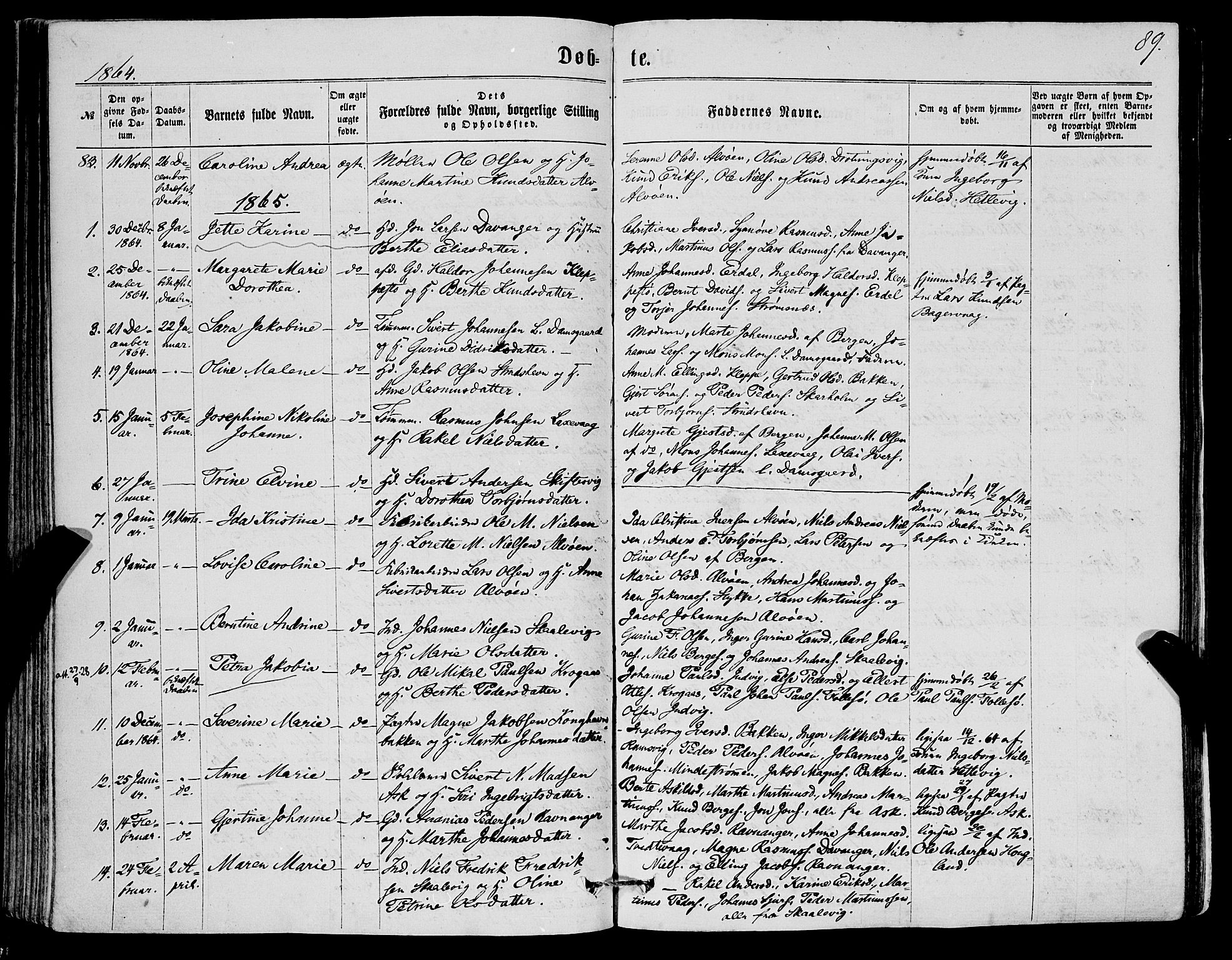 Askøy Sokneprestembete, AV/SAB-A-74101/H/Ha/Haa/Haaa/L0009: Ministerialbok nr. A 9, 1863-1877, s. 89