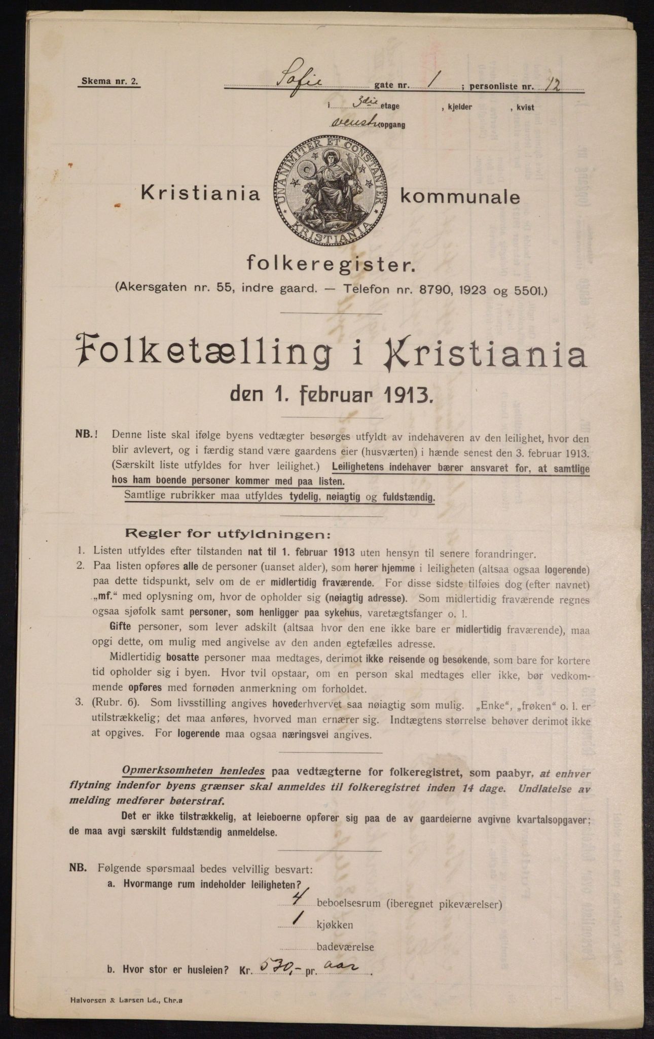 OBA, Kommunal folketelling 1.2.1913 for Kristiania, 1913, s. 98698