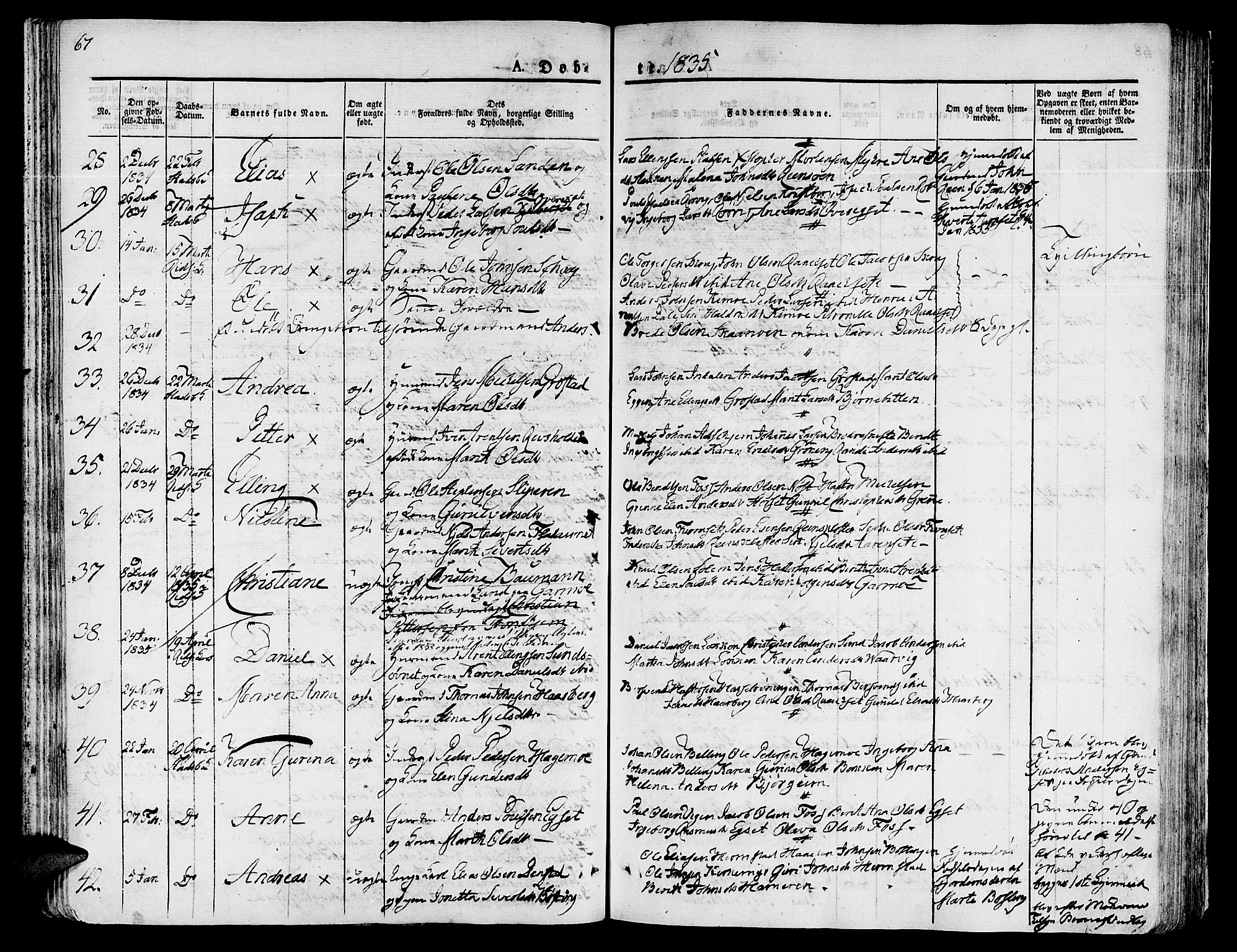 Ministerialprotokoller, klokkerbøker og fødselsregistre - Sør-Trøndelag, SAT/A-1456/646/L0609: Ministerialbok nr. 646A07, 1826-1838, s. 67