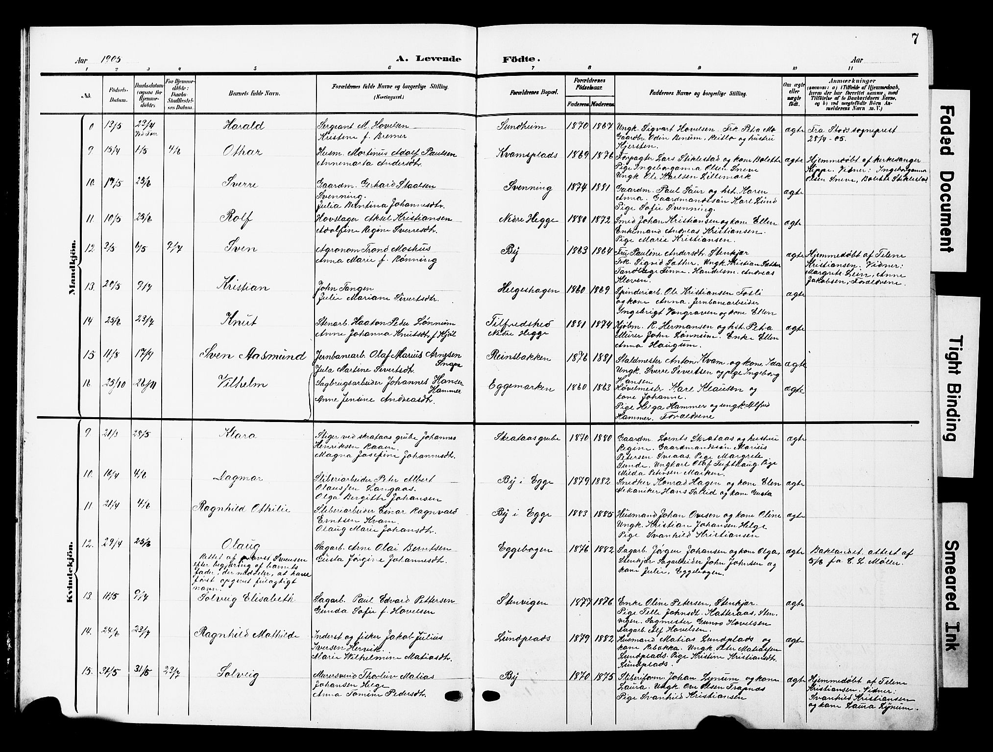 Ministerialprotokoller, klokkerbøker og fødselsregistre - Nord-Trøndelag, AV/SAT-A-1458/740/L0381: Klokkerbok nr. 740C02, 1903-1914, s. 7