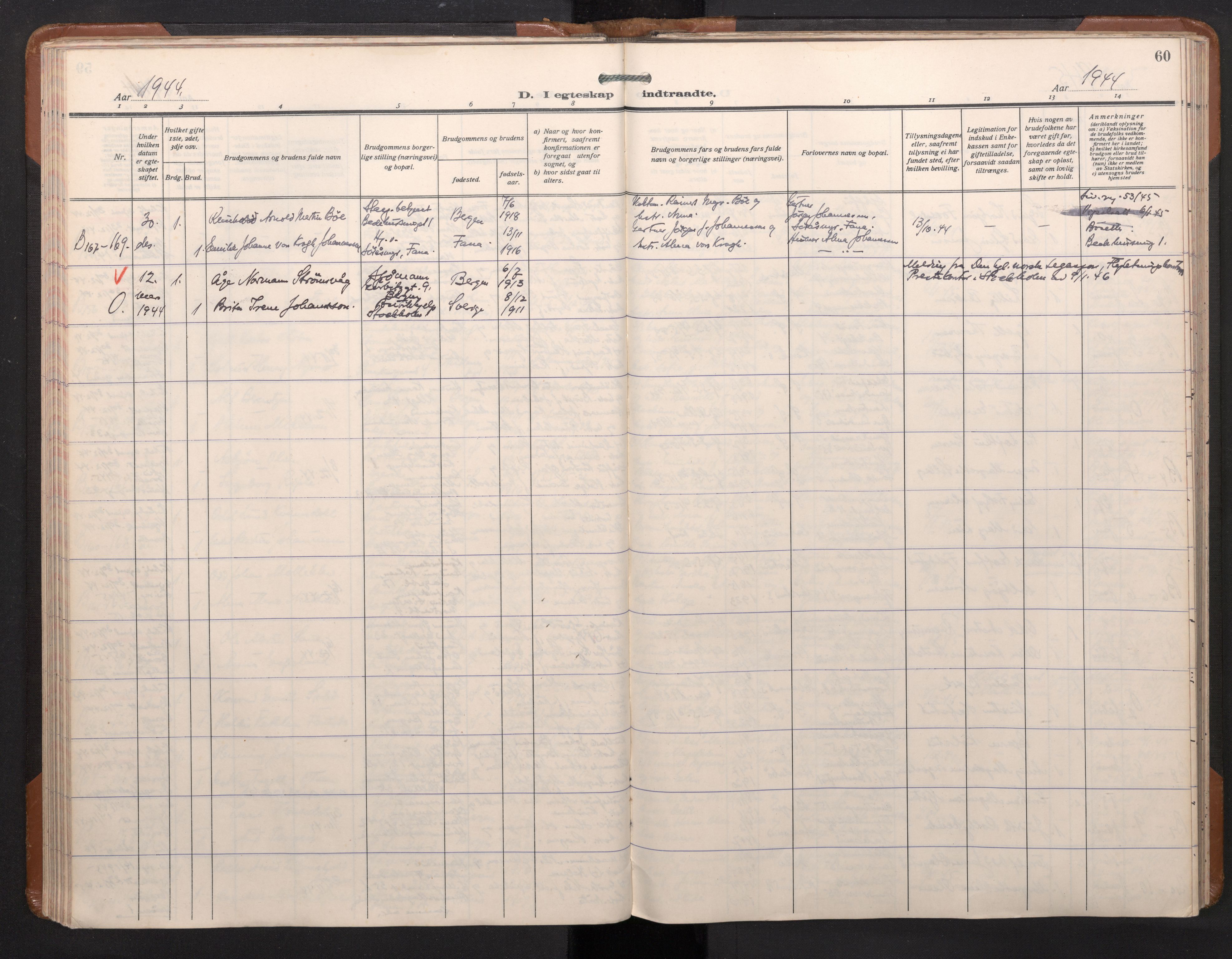 Sandviken Sokneprestembete, AV/SAB-A-77601/H/Ha/L0017: Ministerialbok nr. D 4, 1940-1954, s. 60