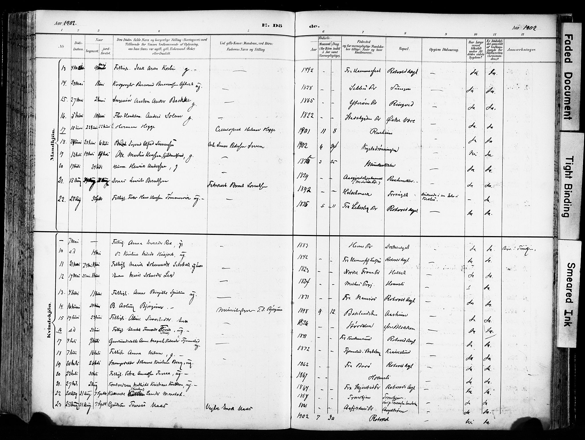 Ministerialprotokoller, klokkerbøker og fødselsregistre - Sør-Trøndelag, SAT/A-1456/606/L0301: Ministerialbok nr. 606A16, 1894-1907