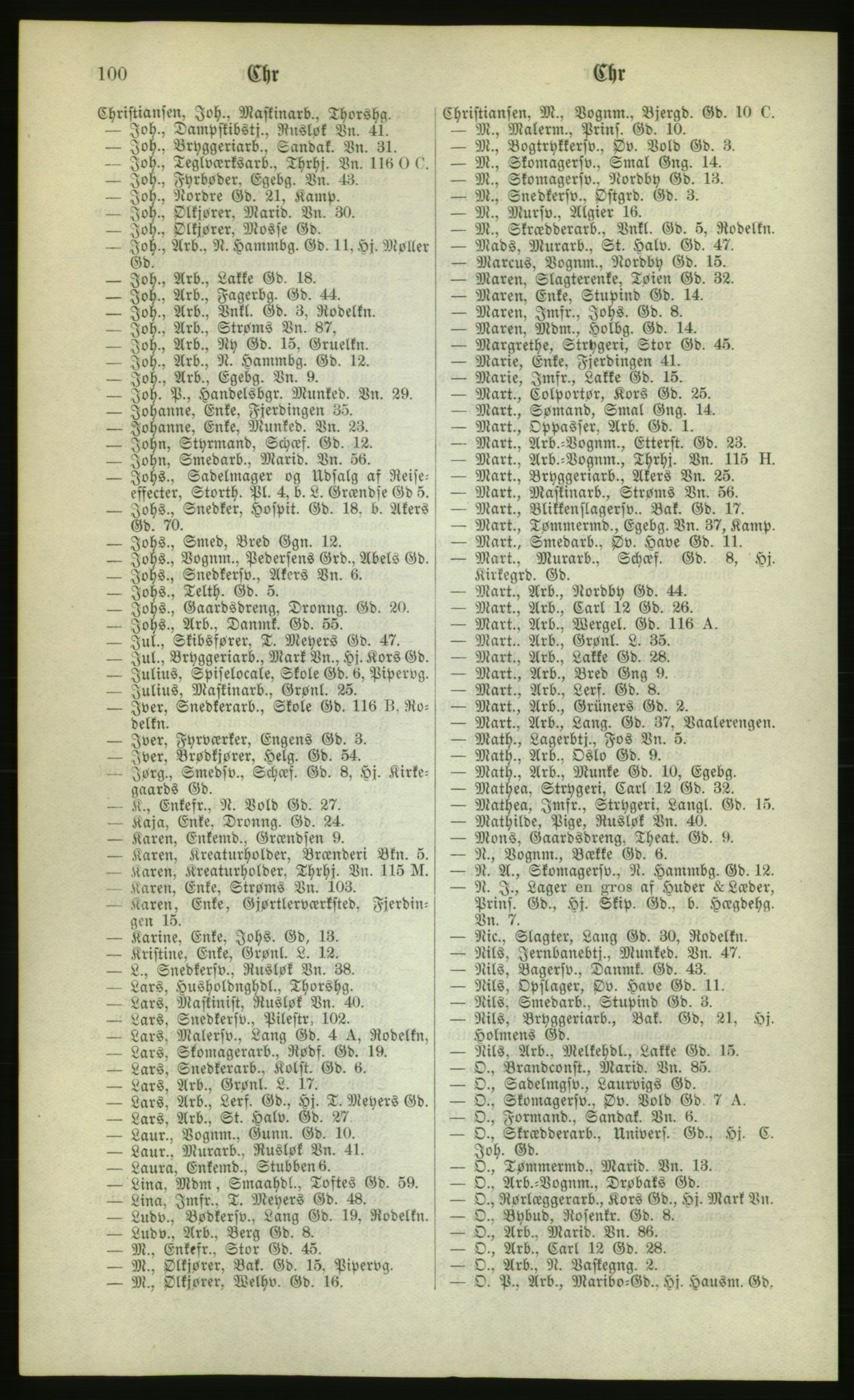 Kristiania/Oslo adressebok, PUBL/-, 1880, s. 100