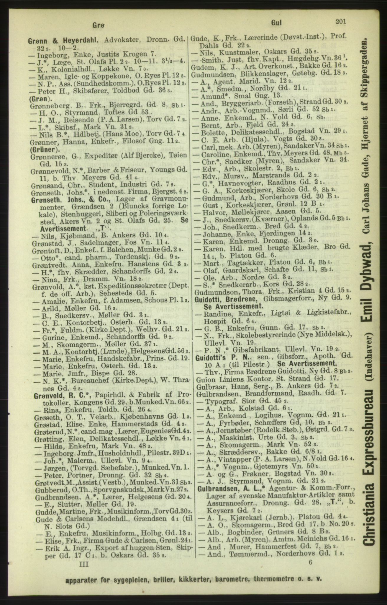 Kristiania/Oslo adressebok, PUBL/-, 1886, s. 201