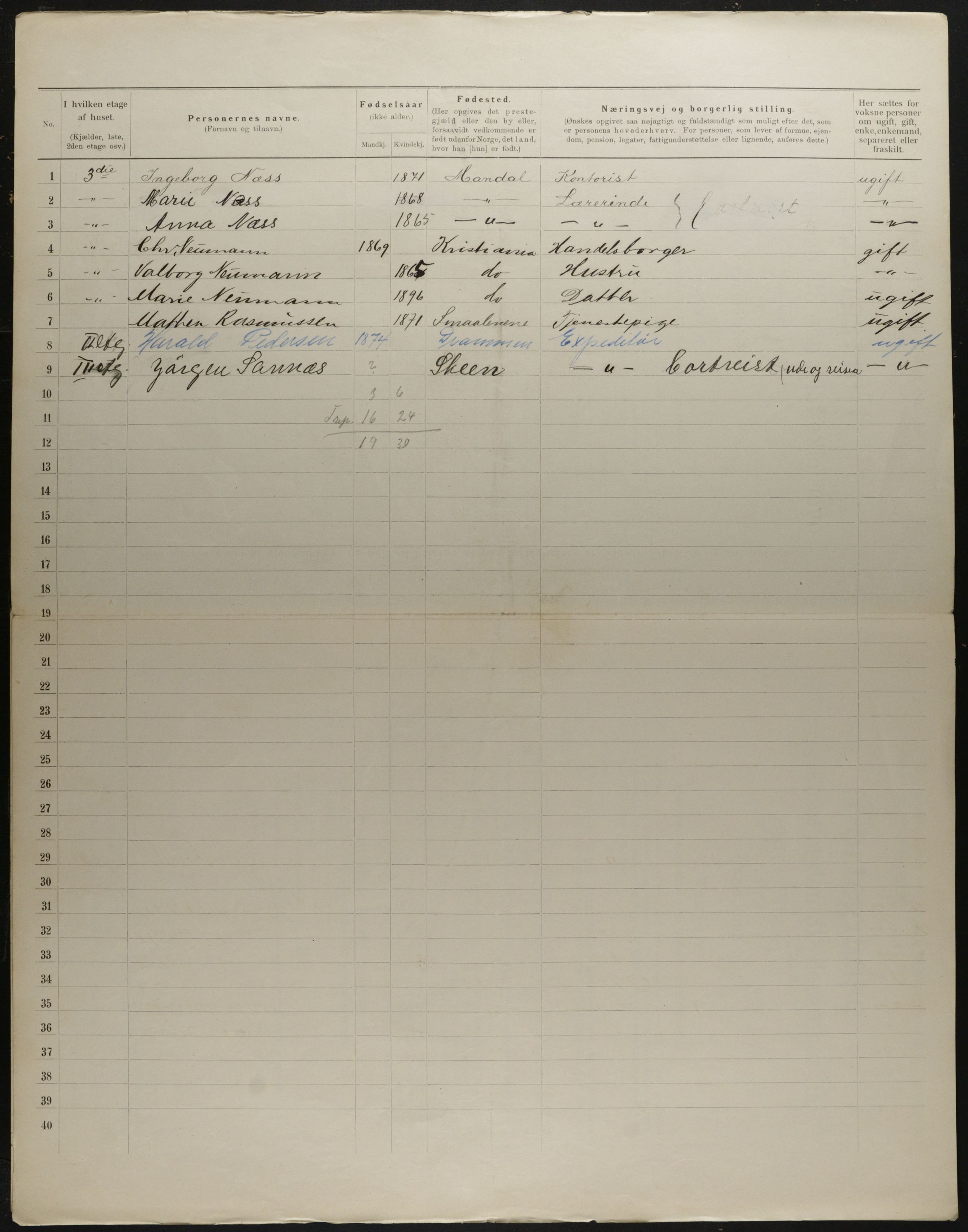 OBA, Kommunal folketelling 31.12.1901 for Kristiania kjøpstad, 1901, s. 4348