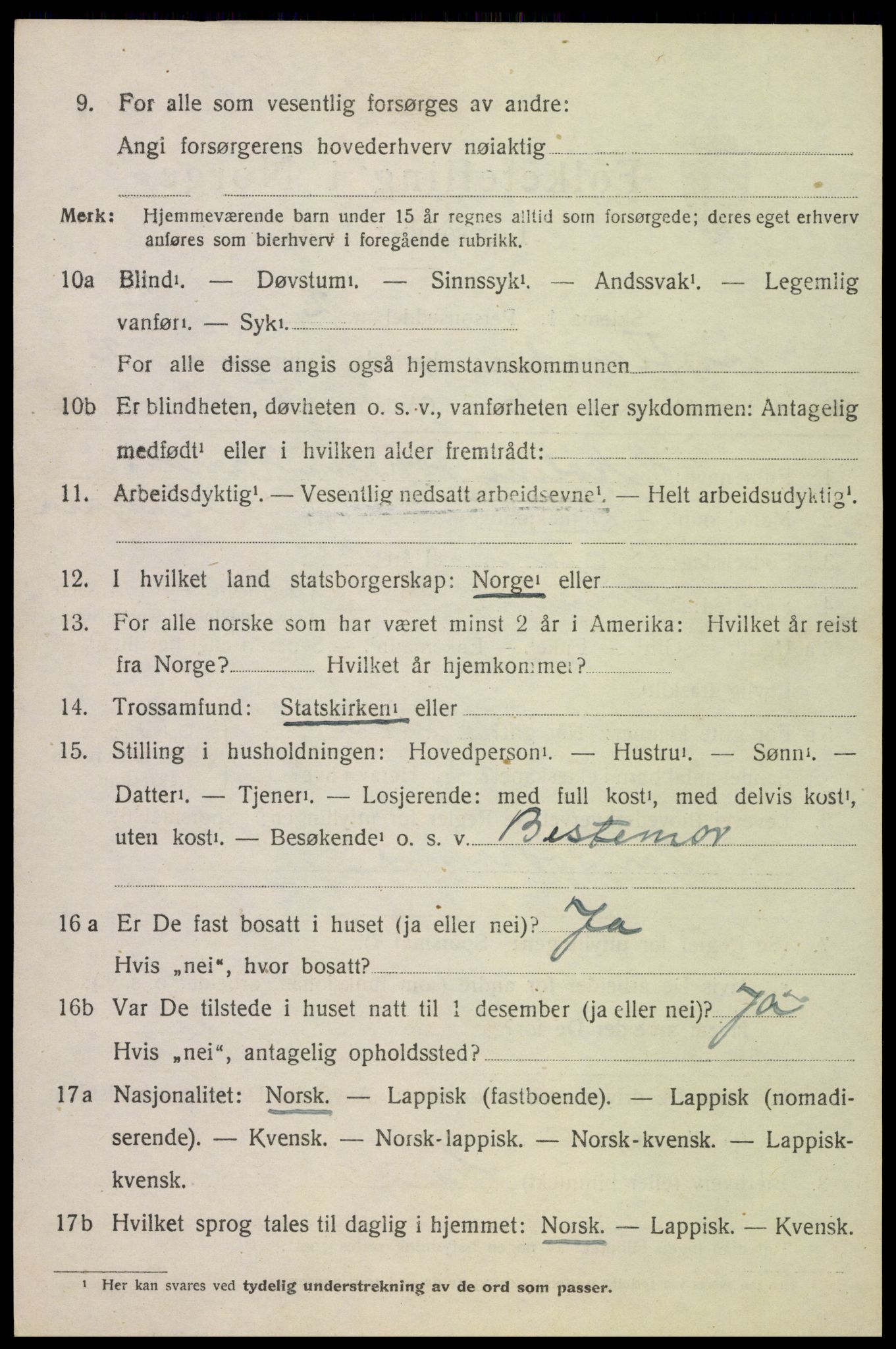SAT, Folketelling 1920 for 1870 Sortland herred, 1920, s. 2829