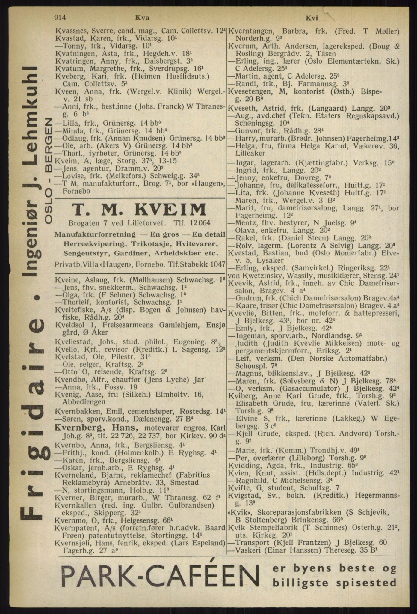 Kristiania/Oslo adressebok, PUBL/-, 1937, s. 914