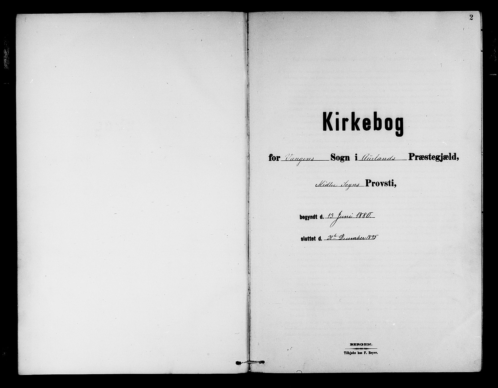 Aurland sokneprestembete, SAB/A-99937/H/Hb/Hba/L0002: Klokkerbok nr. A 2, 1880-1895, s. 2