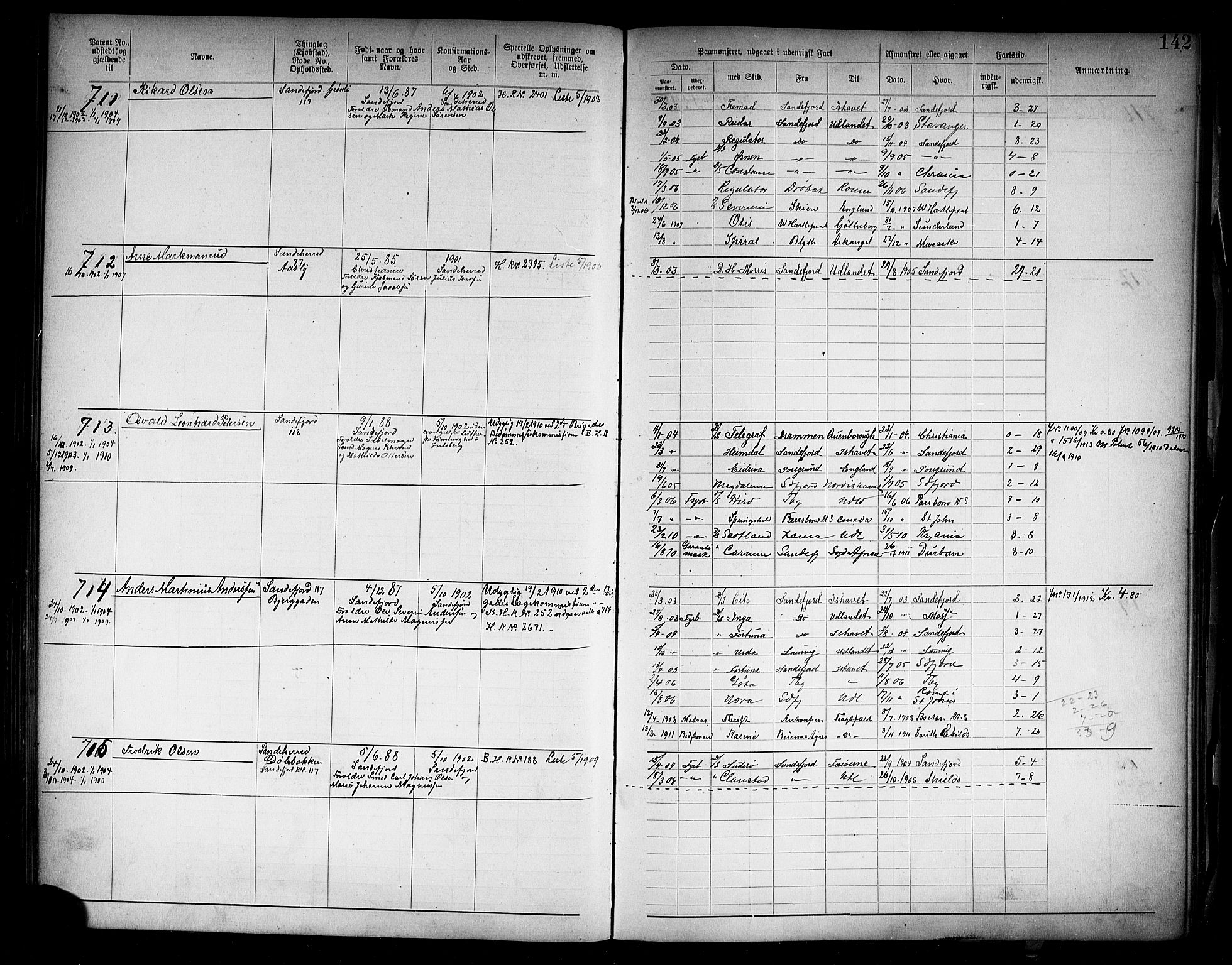 Sandefjord innrulleringskontor, AV/SAKO-A-788/F/Fa/L0005: Annotasjonsrulle, 1894-1911, s. 144