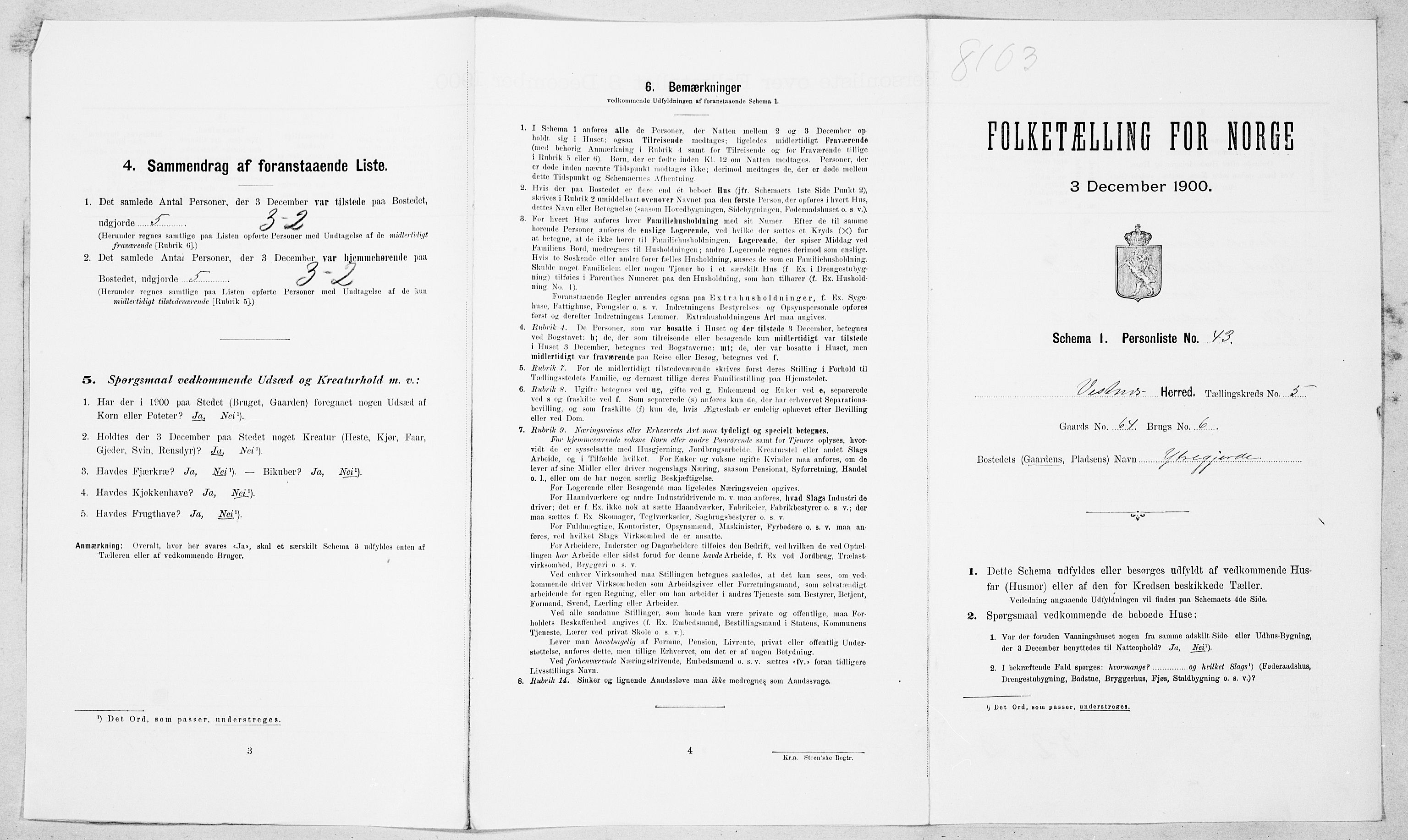 SAT, Folketelling 1900 for 1535 Vestnes herred, 1900, s. 587