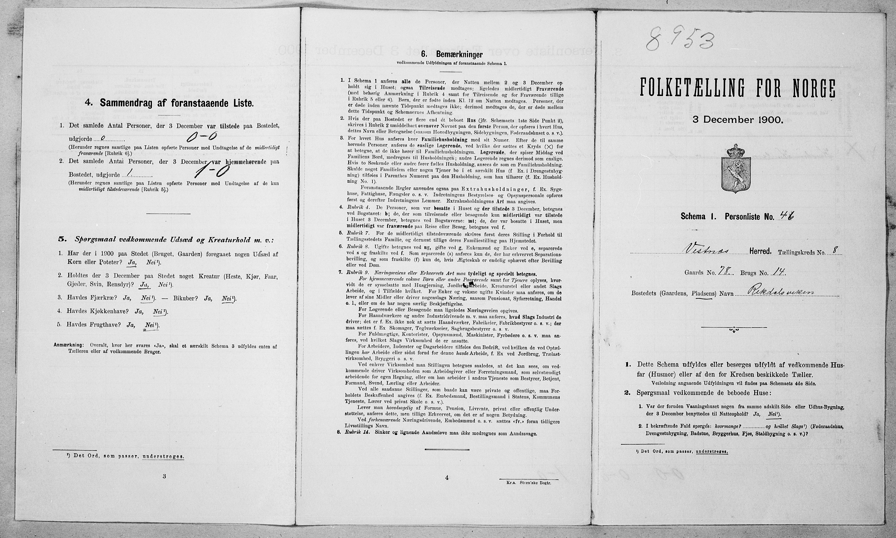 SAT, Folketelling 1900 for 1535 Vestnes herred, 1900, s. 874