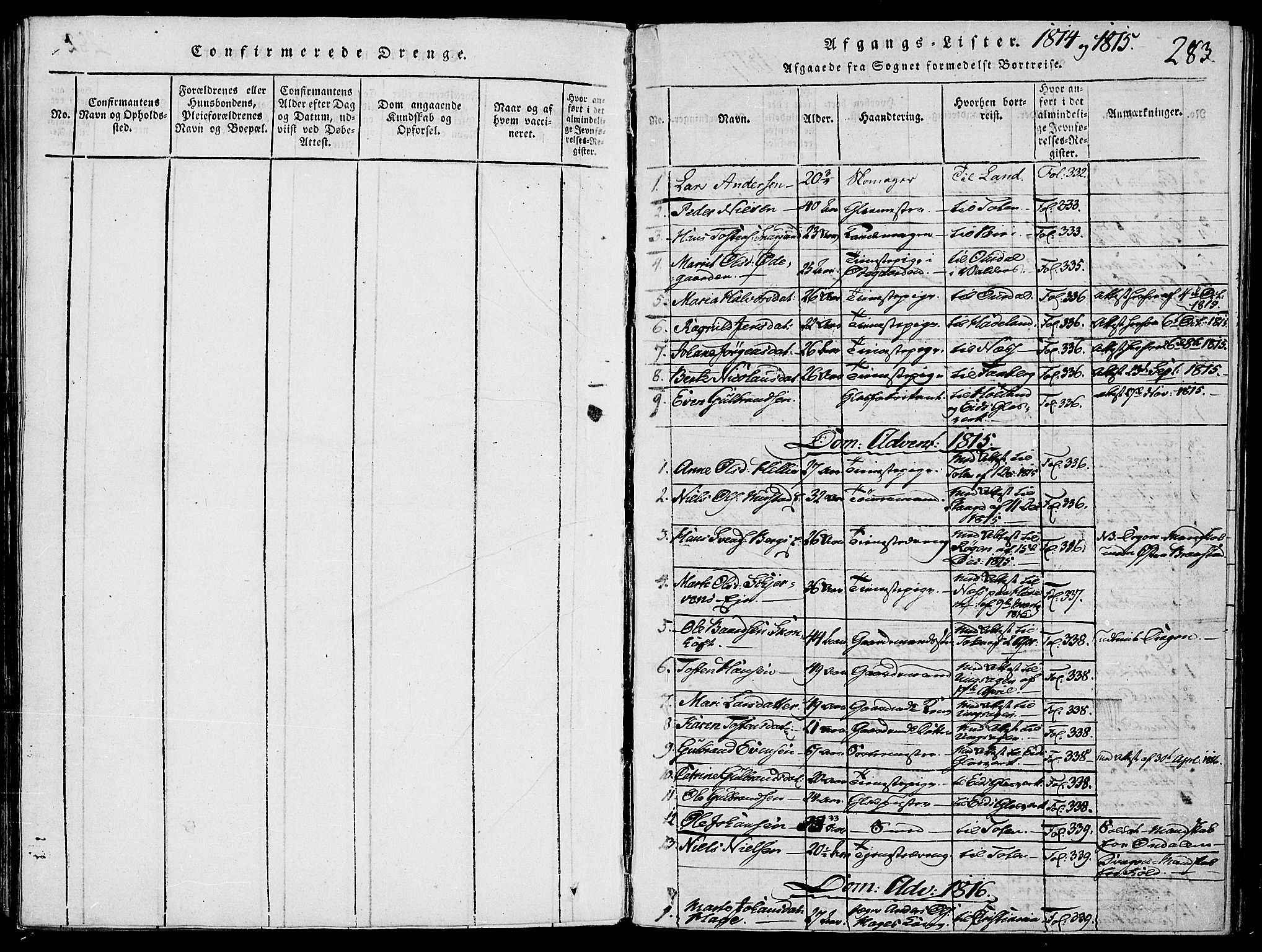 Vardal prestekontor, SAH/PREST-100/H/Ha/Haa/L0004: Ministerialbok nr. 4, 1814-1831, s. 283