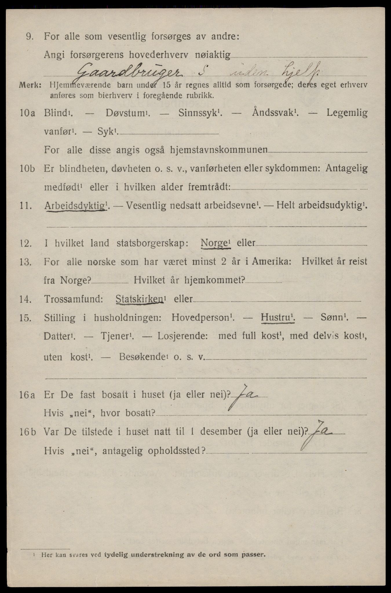 SAST, Folketelling 1920 for 1135 Sauda herred, 1920, s. 1109
