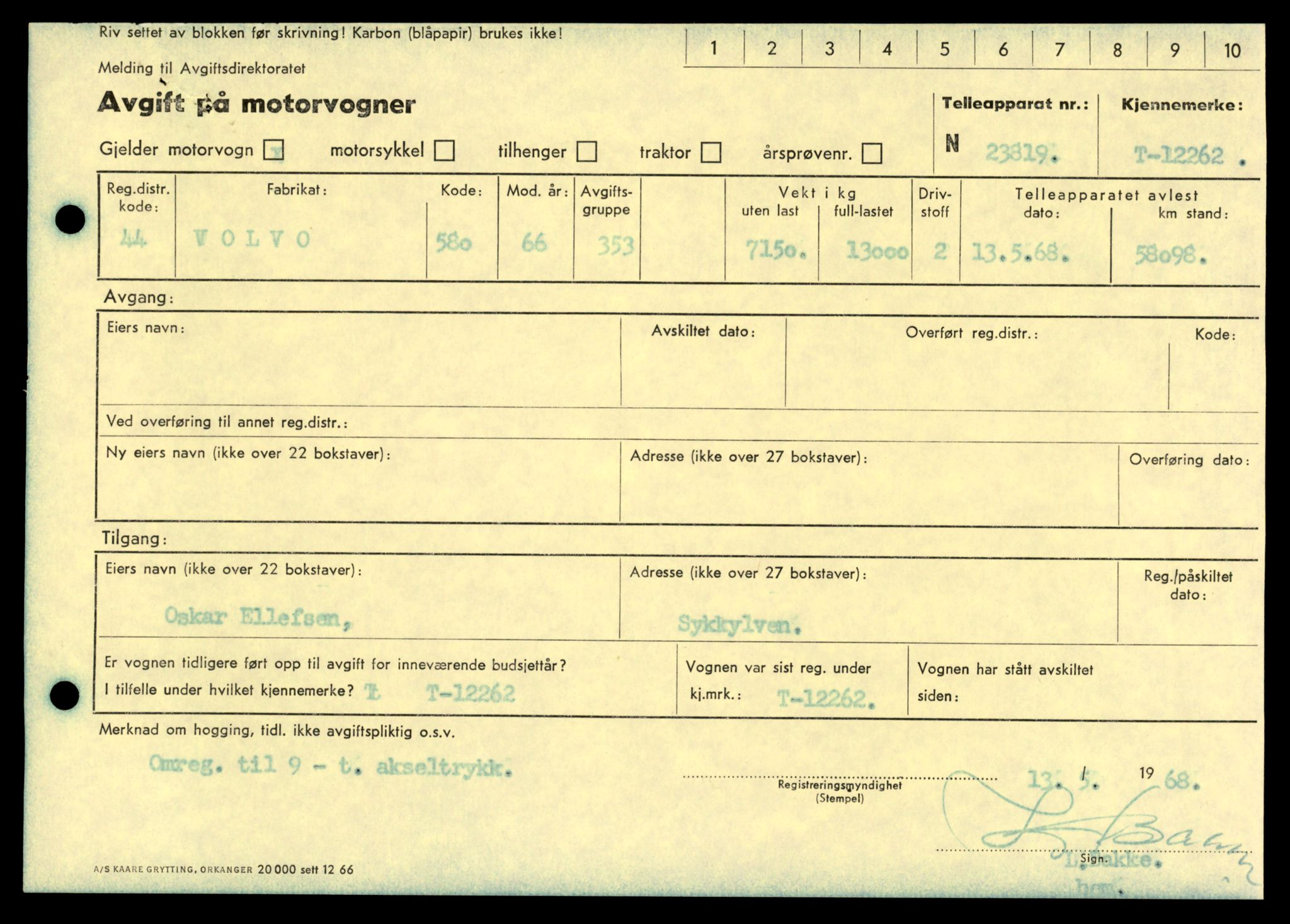 Møre og Romsdal vegkontor - Ålesund trafikkstasjon, AV/SAT-A-4099/F/Fe/L0033: Registreringskort for kjøretøy T 12151 - T 12474, 1927-1998, s. 2589