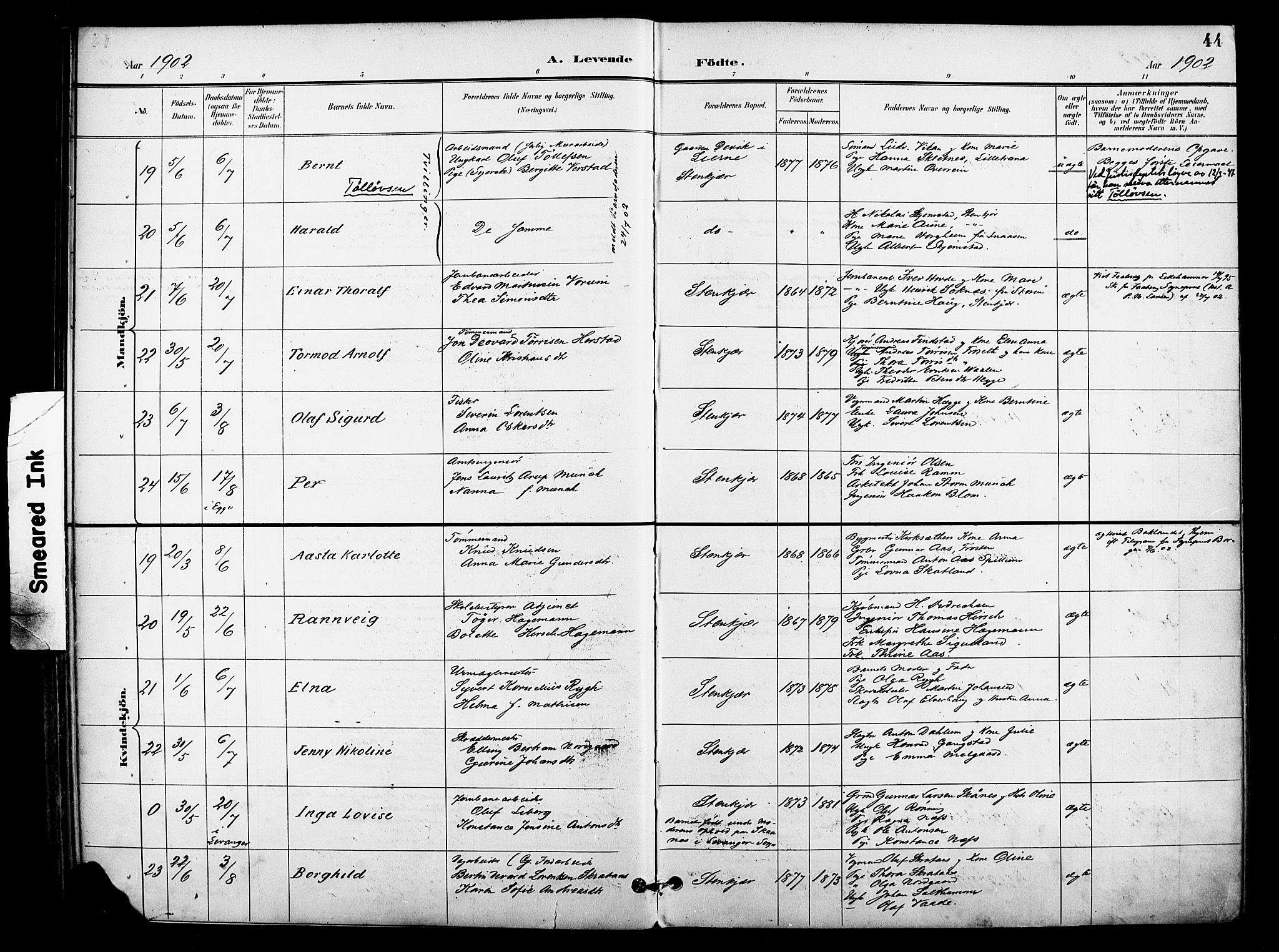 Ministerialprotokoller, klokkerbøker og fødselsregistre - Nord-Trøndelag, AV/SAT-A-1458/739/L0372: Ministerialbok nr. 739A04, 1895-1903, s. 44