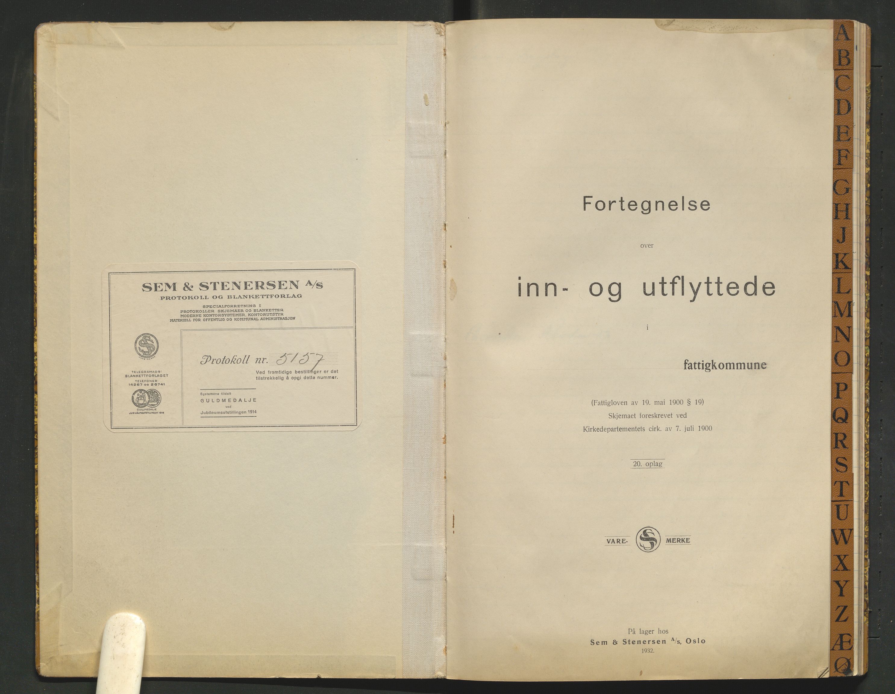 Tynset lensmannskontor, AV/SAH-LHT-029/L/La/L0002: Protokoll over inn- og utflyttede, 1933-1942