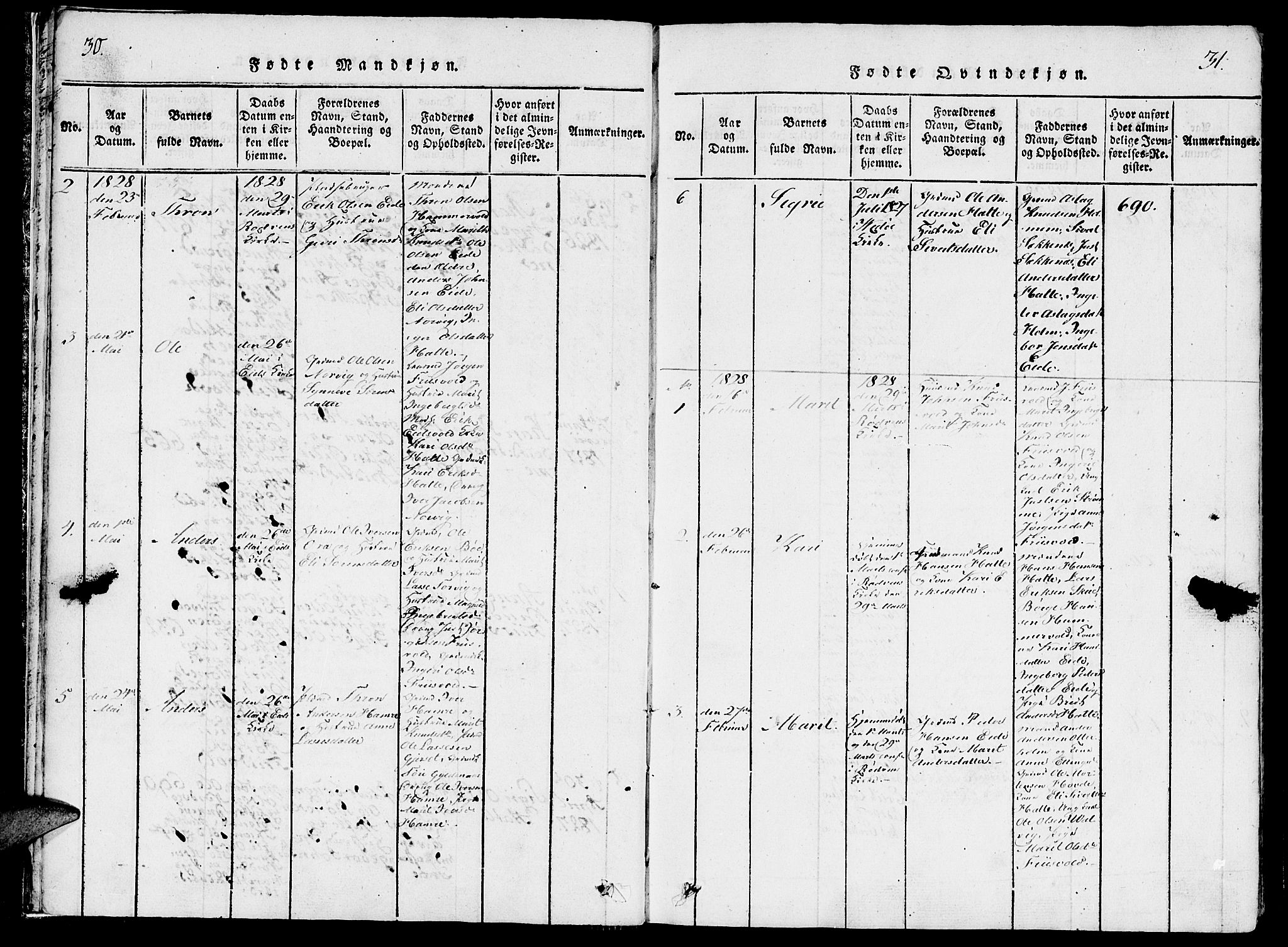 Ministerialprotokoller, klokkerbøker og fødselsregistre - Møre og Romsdal, AV/SAT-A-1454/542/L0551: Ministerialbok nr. 542A01, 1818-1853, s. 30-31