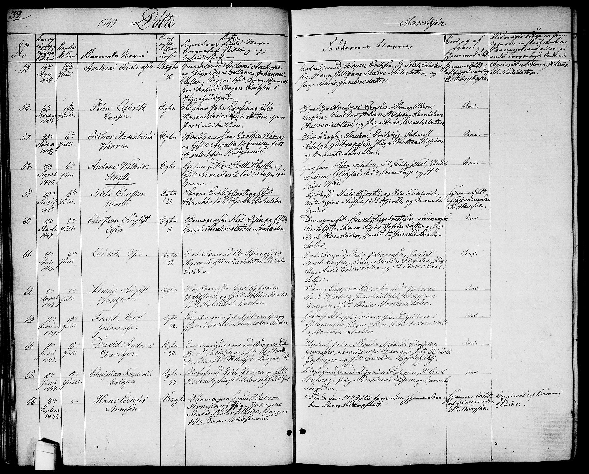 Halden prestekontor Kirkebøker, AV/SAO-A-10909/G/Ga/L0004: Klokkerbok nr. 4, 1845-1854, s. 39